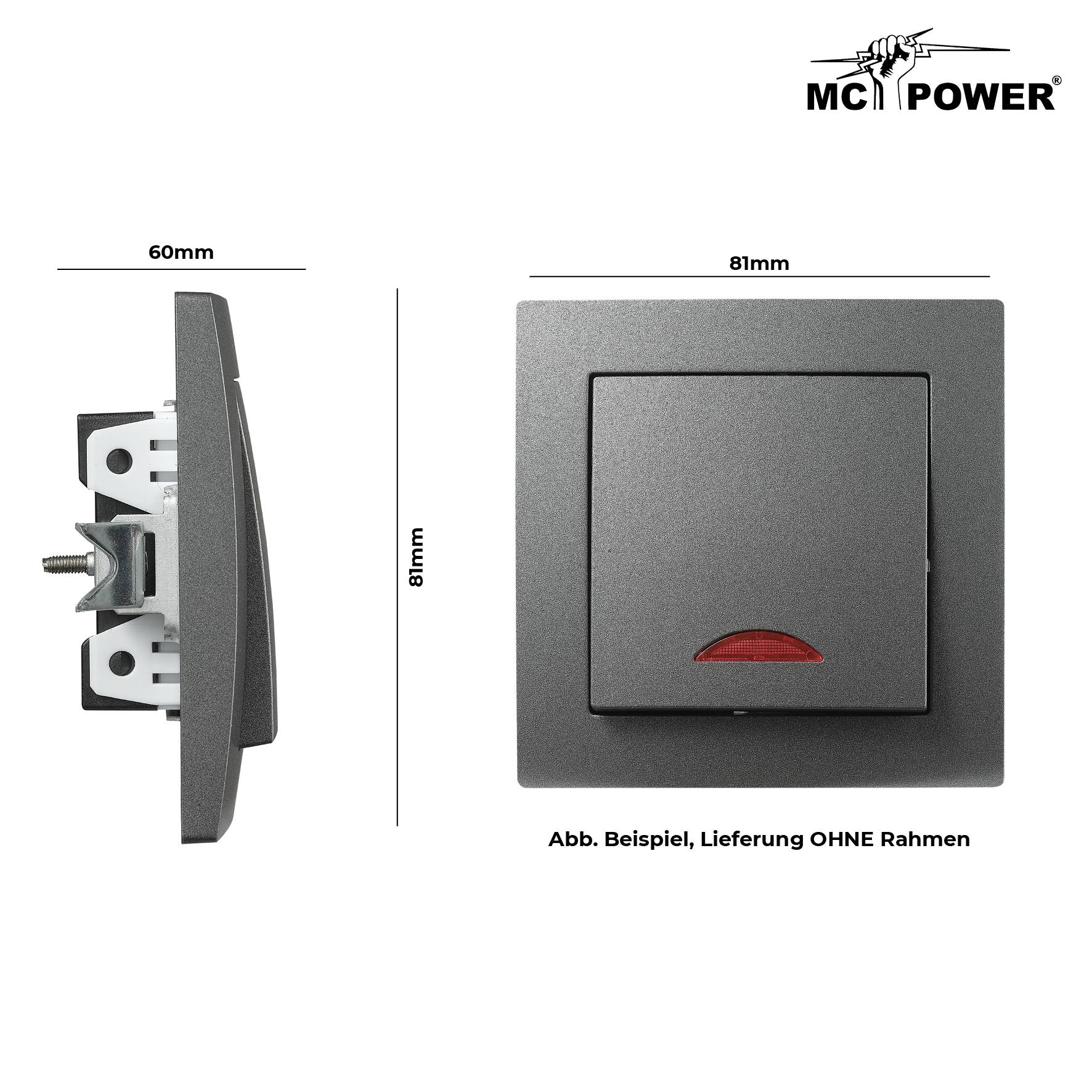 Schalter McPower "Flair", 250V~/10A, UP, anthrazit mit Orientierungsleuchte