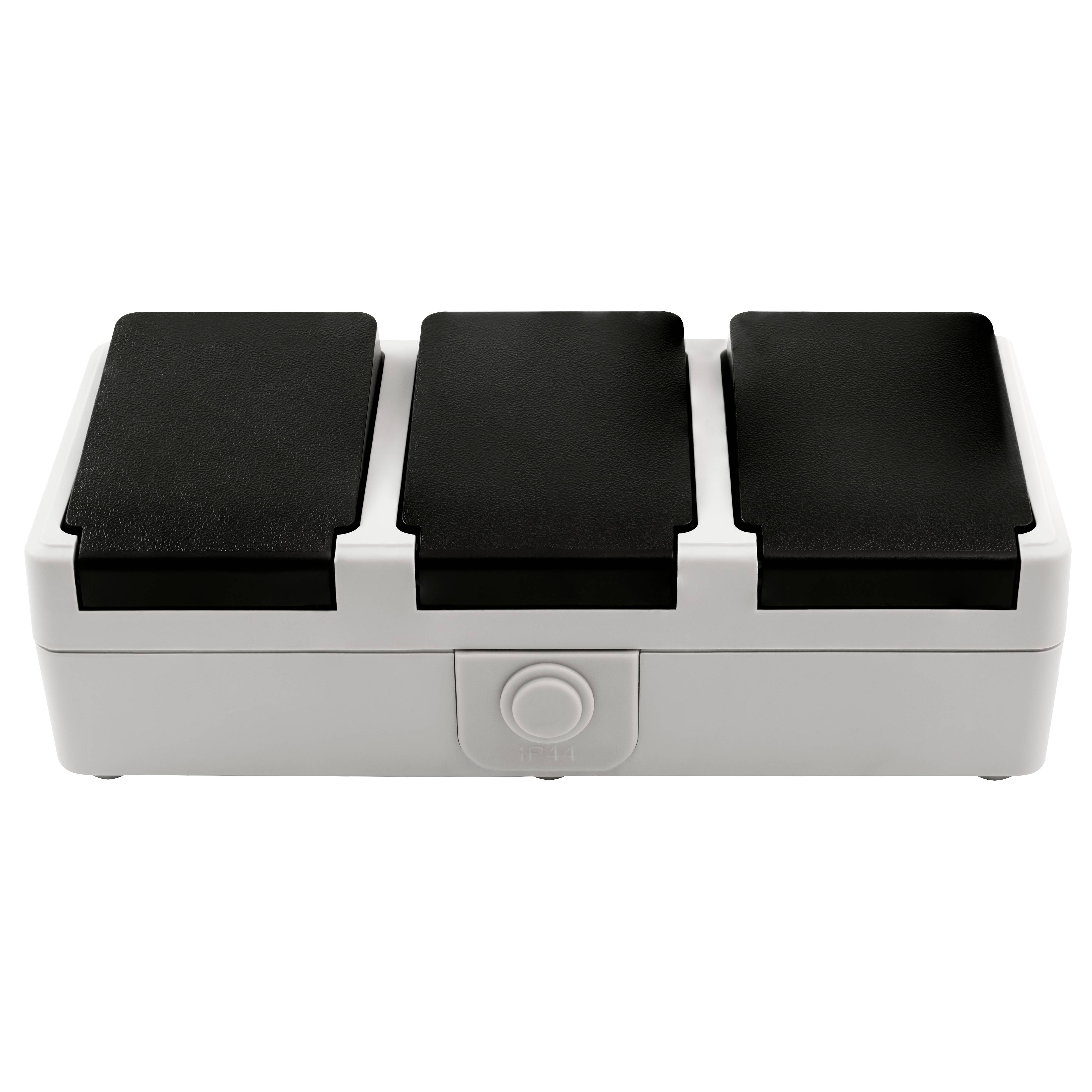 Feuchtraum Dreifach-Steckdose McPower "Taff", 250V~/16A, IP44, AP, grau