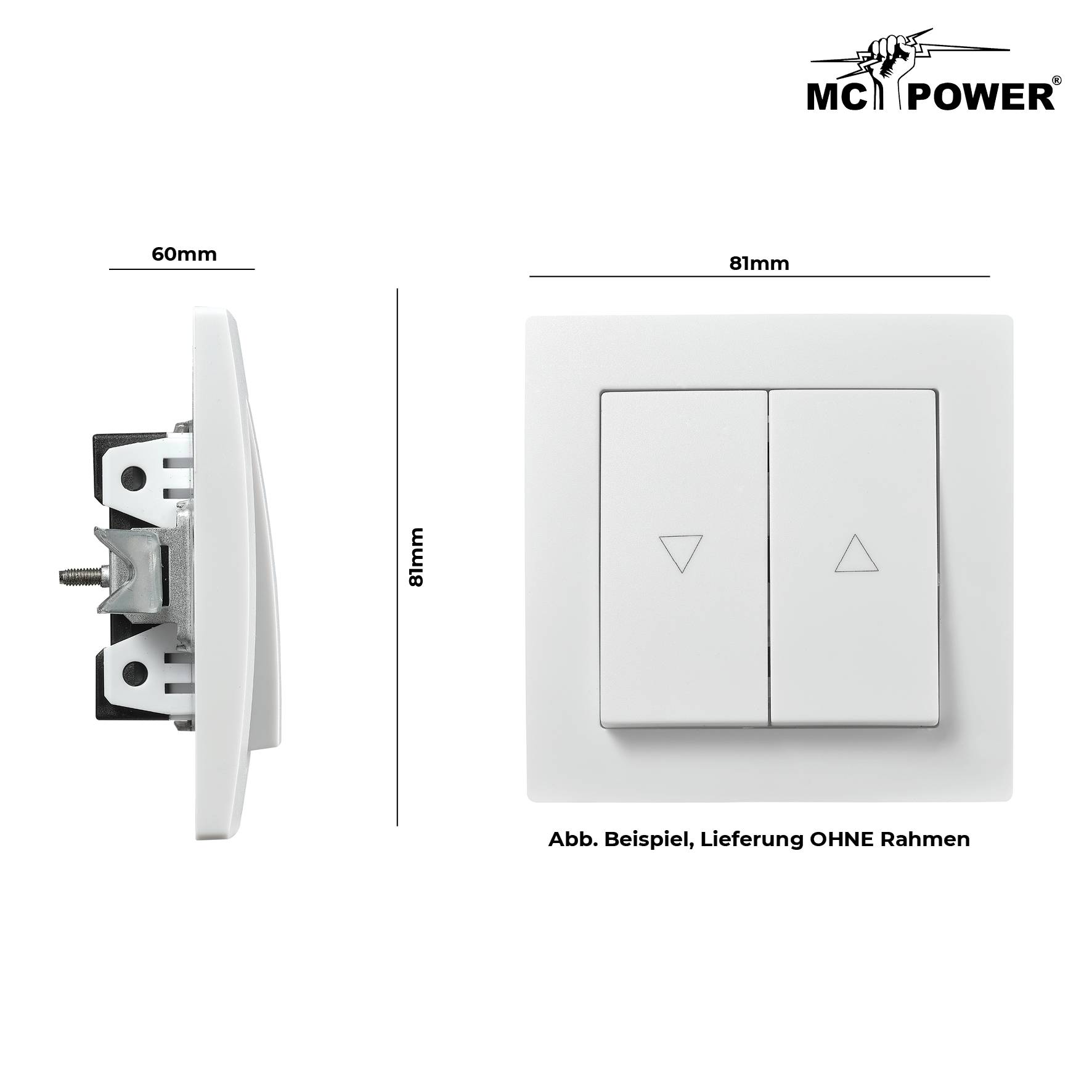 Jalousie-Taster McPower "Flair", Hoch und Runter, 250V~/10A, UP, weiß