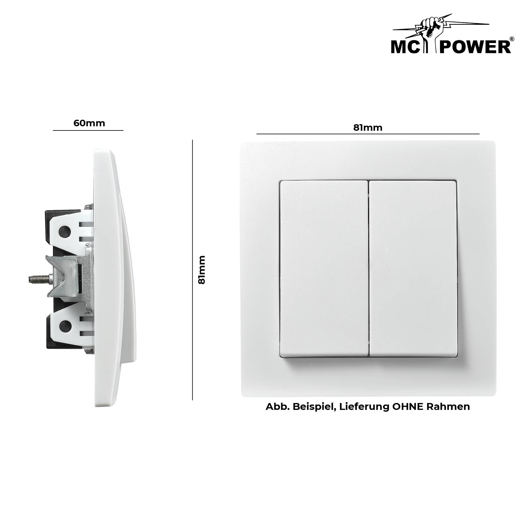 Serien-Schalter McPower "Flair", 2-fach, 250V~/10A, UP, weiß