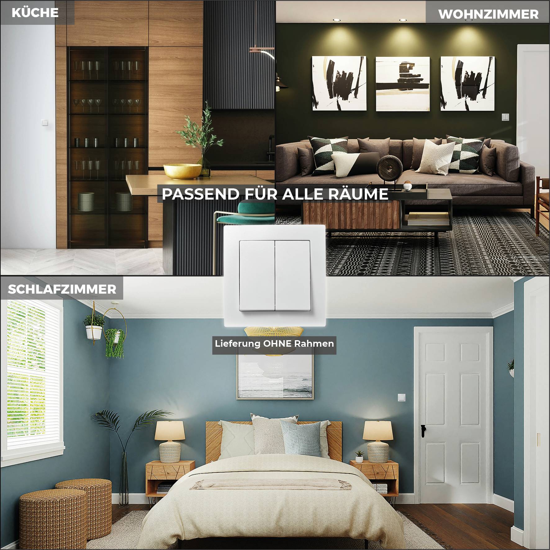 Serien-Schalter McPower "Flair", 2-fach, 250V~/10A, UP, weiß