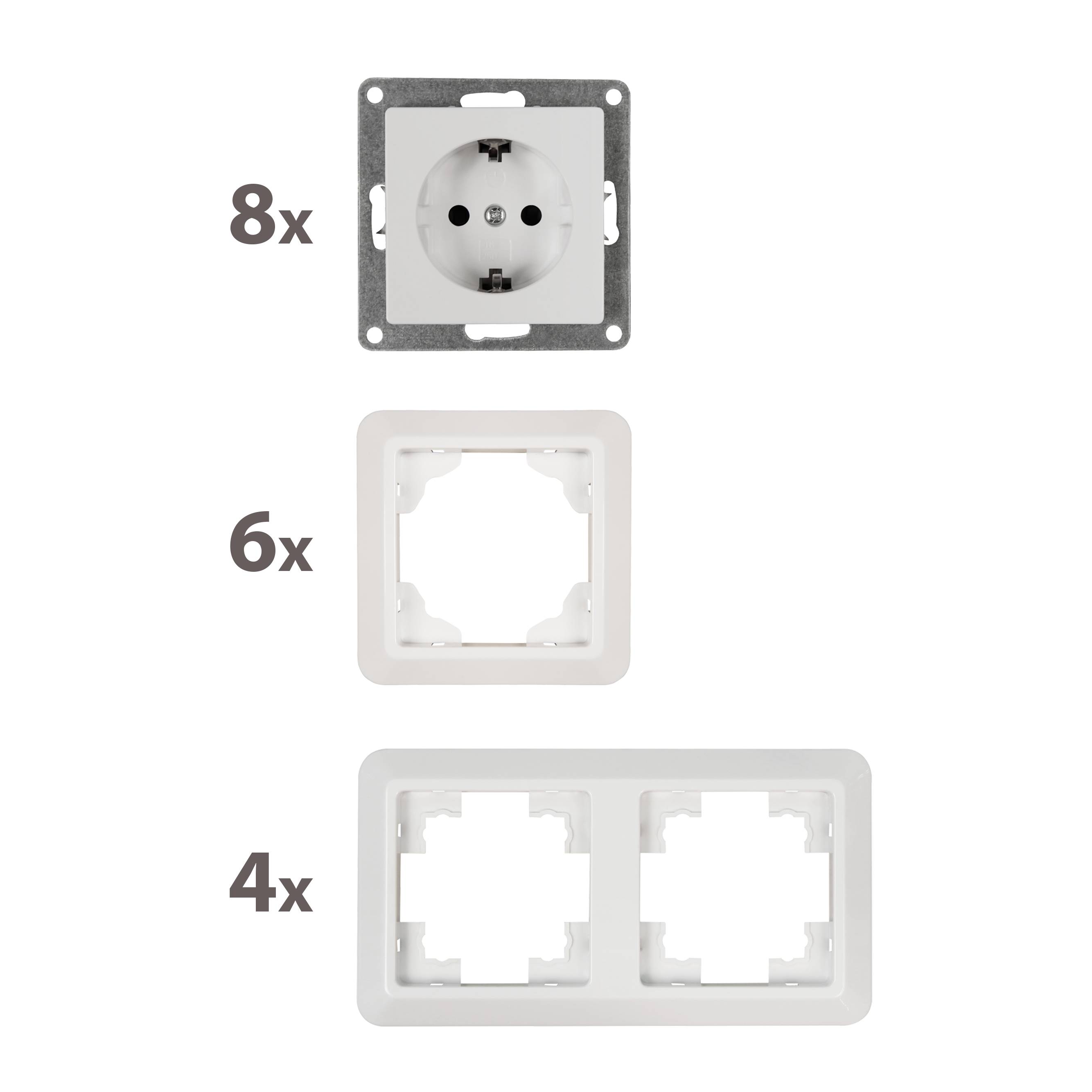 Schalter und Steckdosen Set McPower Cup "Standard", 20-teilig, weiß