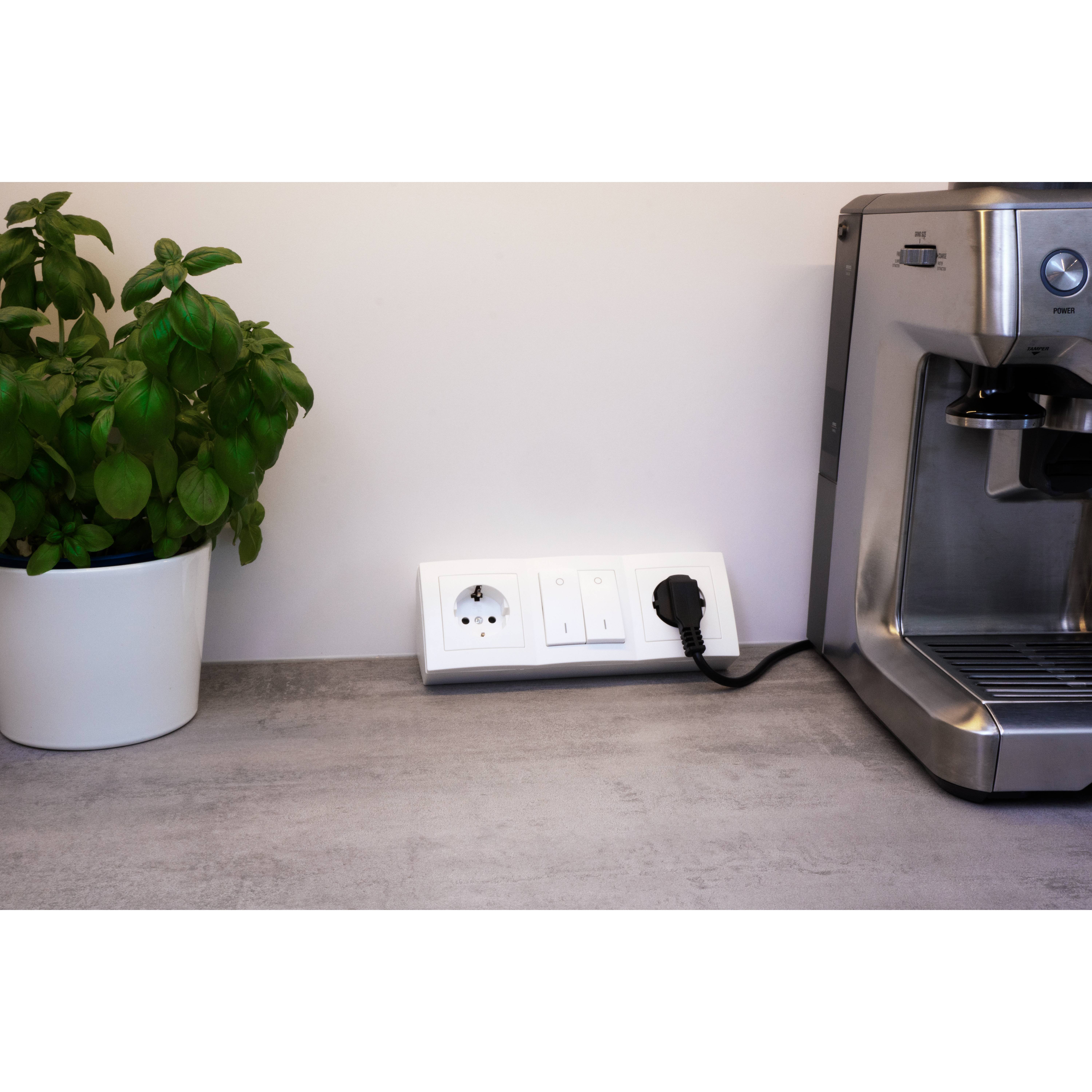 Steckdosenblock McPower "Flair" Aufbau, weiß, 2-fach Schutzkontakt + Schalter