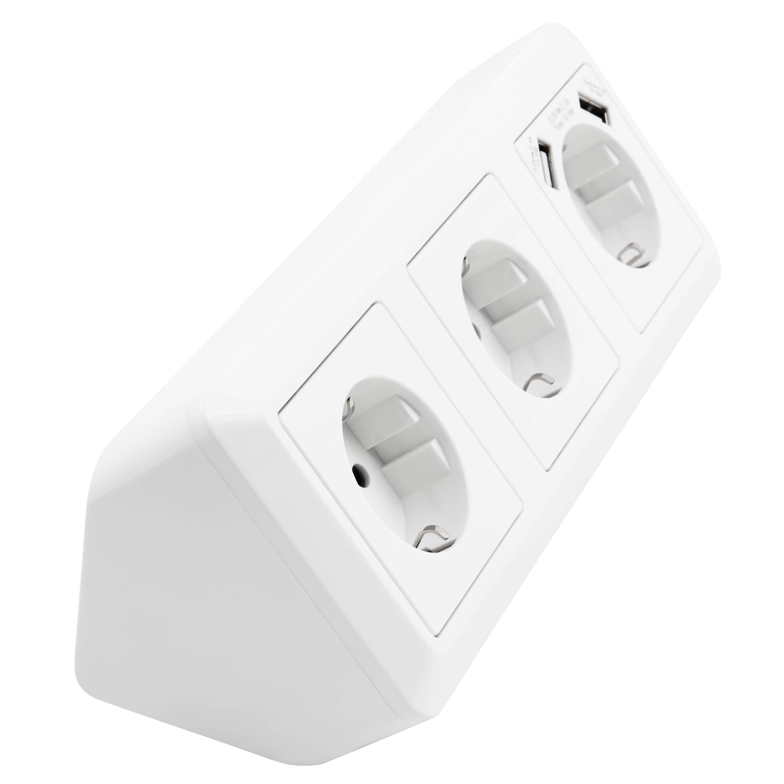 Steckdosenblock McPower "Cup" Aufbau, weiß, 3-fach Schutzkontakt + USB