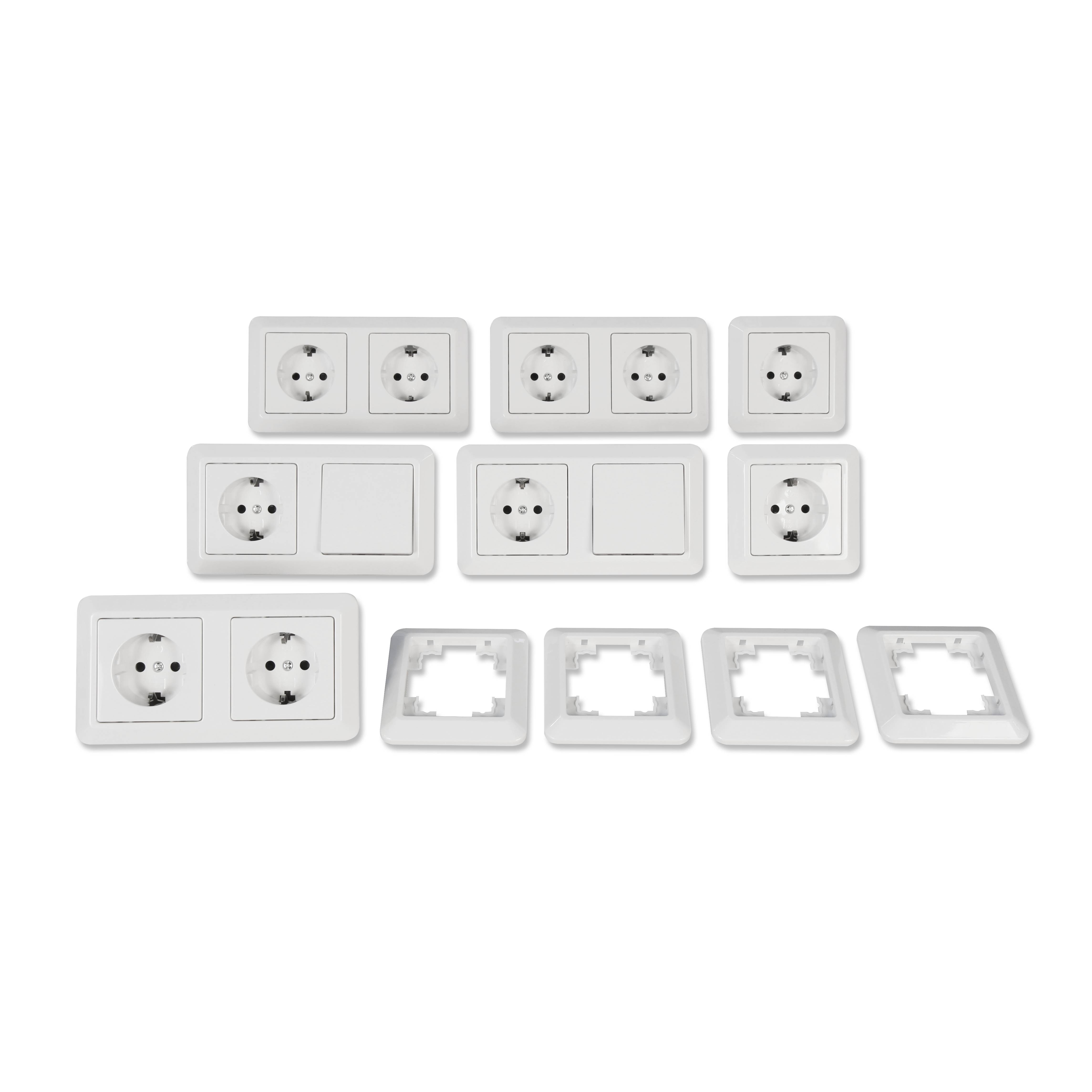 Schalter und Steckdosen Set McPower Cup "Niveau", 23-teilig, weiß
