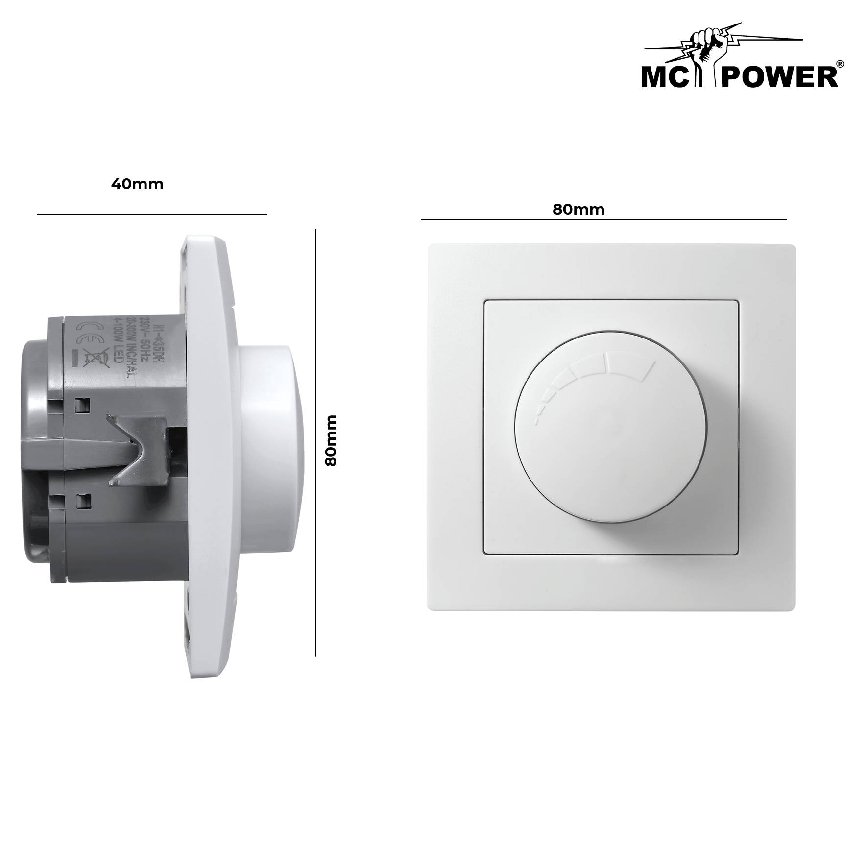 LED-Dimmer für elektronische Trafos McPower "Flair" 250V~/300W, UP, Memory-Funktion