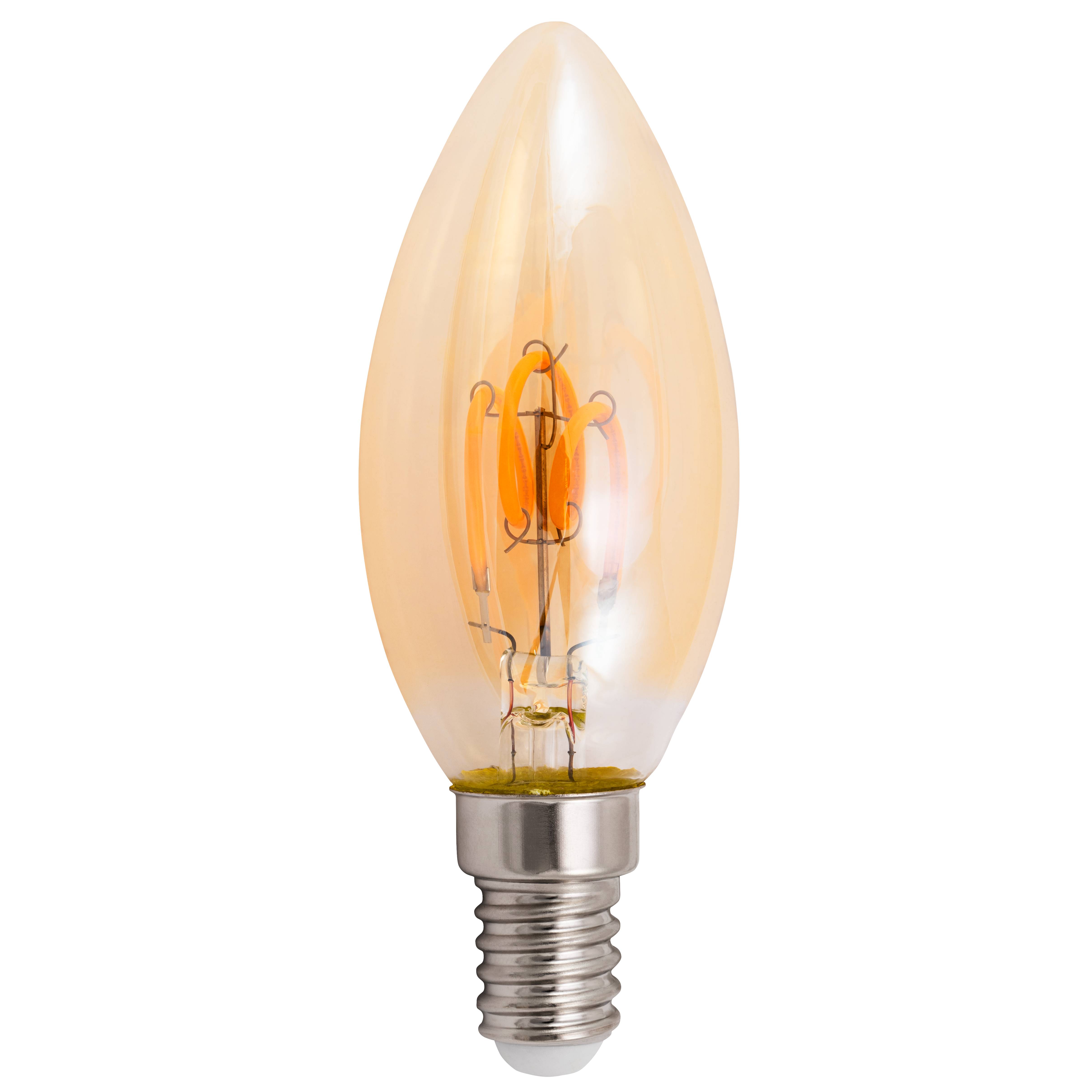 LED Filament Kerzenlampe McShine "Retro" E14, 1W, 90lm, warmweiß, goldenes Glas
