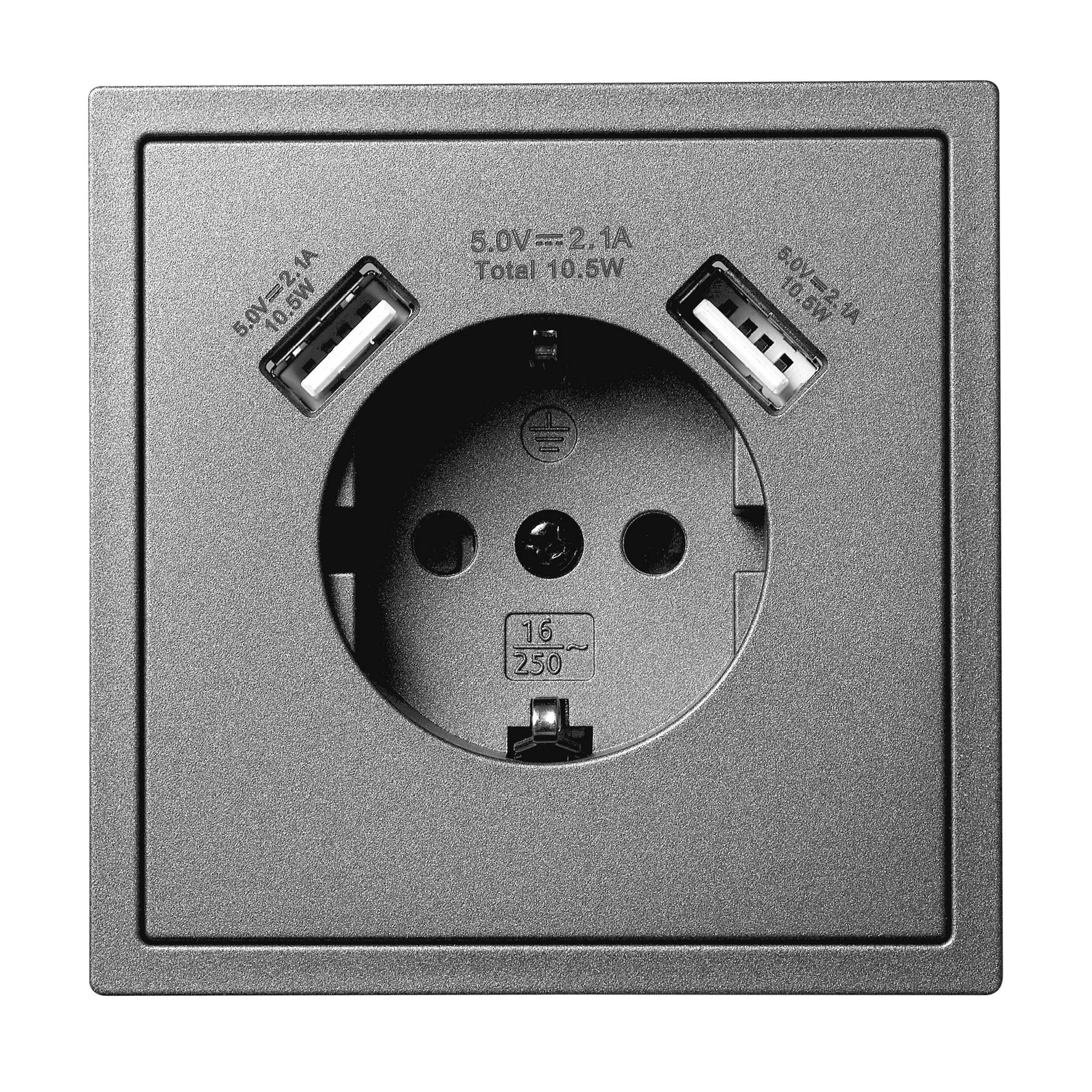 Schutzkontakt-Steckdose McPower "Shallow" 2x USB-A - 5V/2,1A