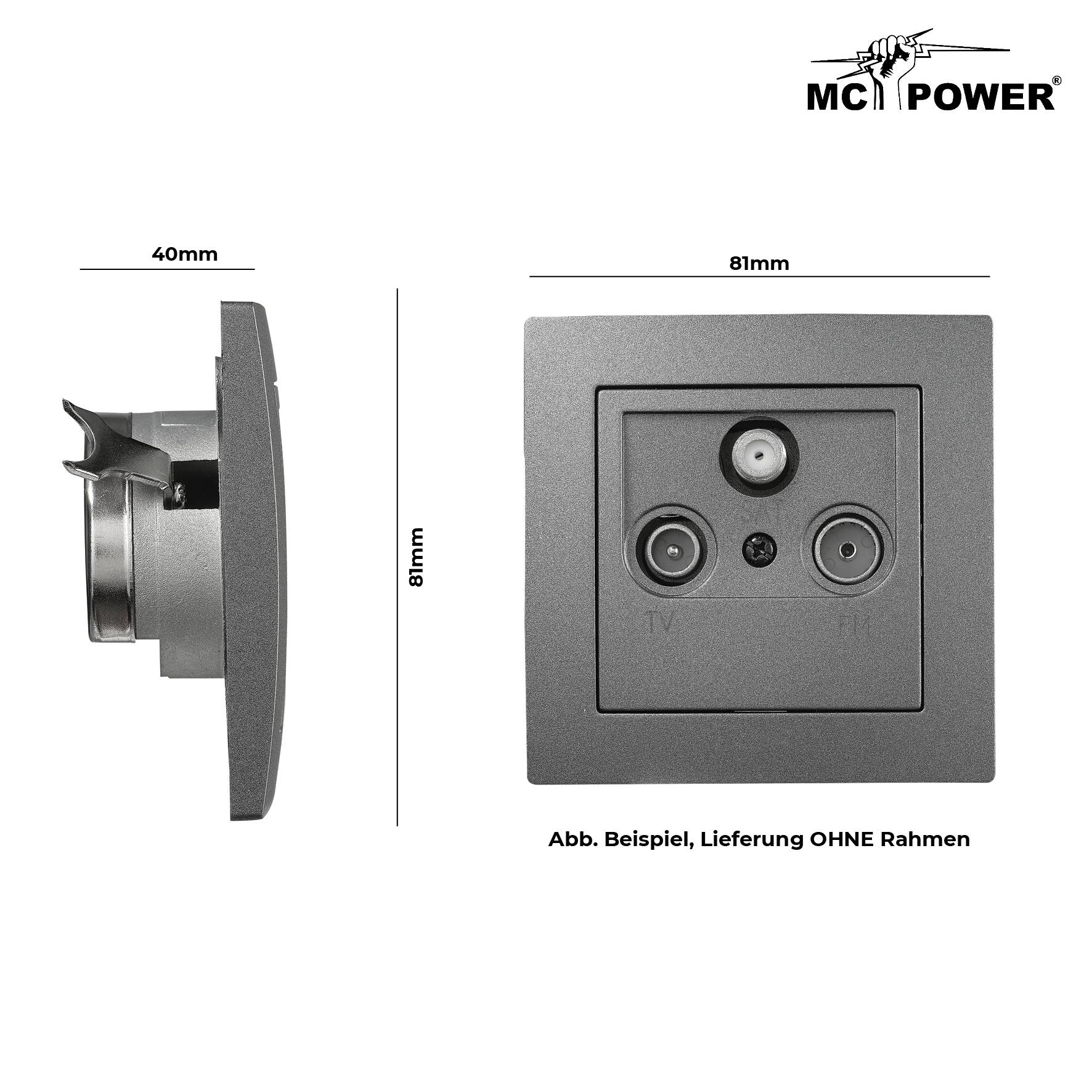 Antennendose McPower "Flair" für TV, Radio und Sat, UP, anthrazit