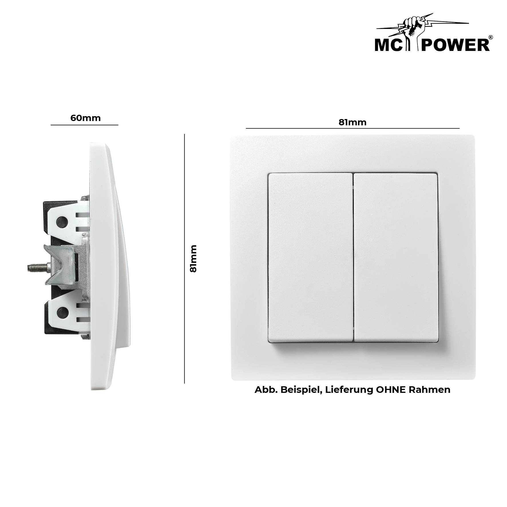 Wechselschalter McPower "Flair" 2-fach, 250V~/10A, UP, weiß