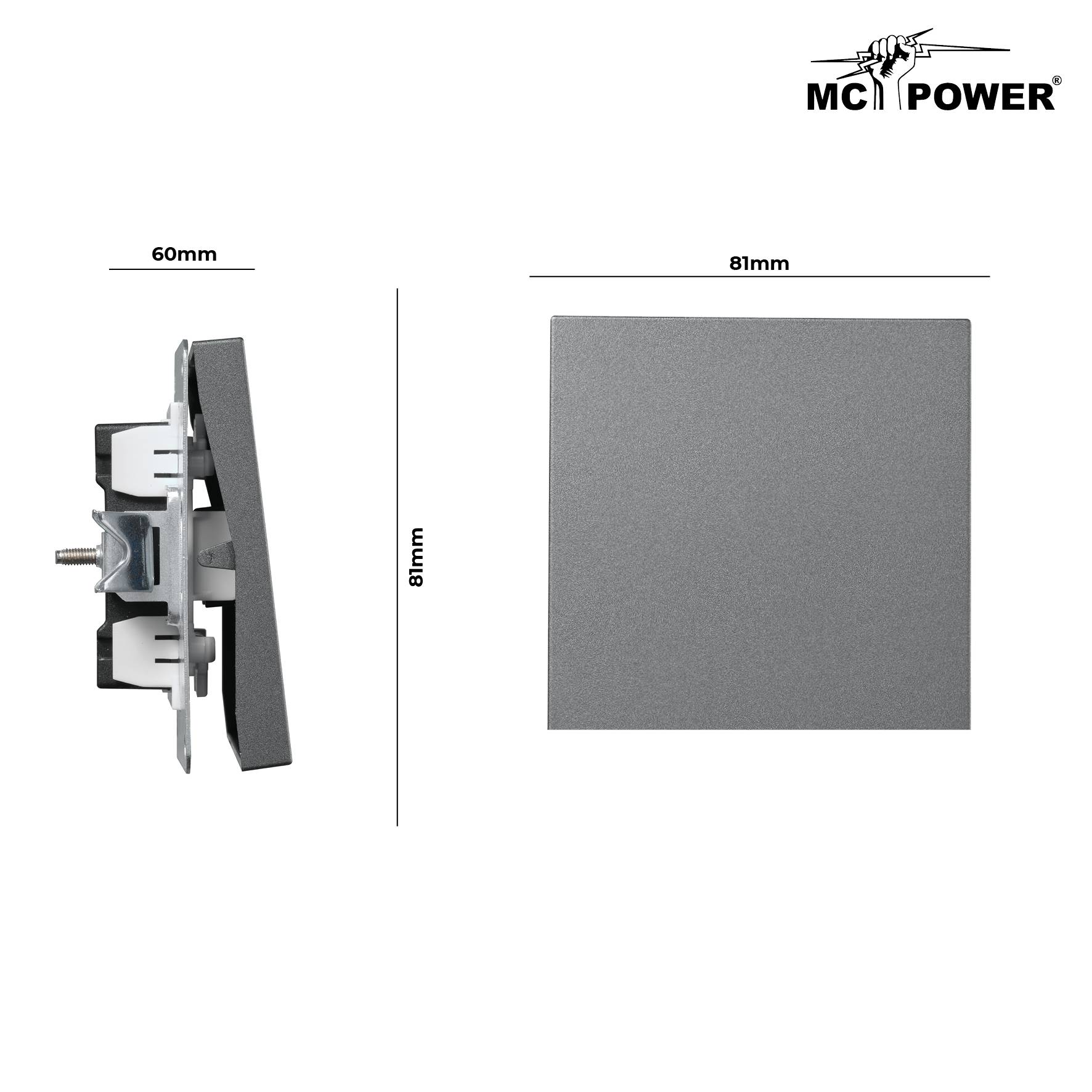 Wechselschalter McPower "Shallow" 250V~/10A, UP, Steckanschluss, anthrazit