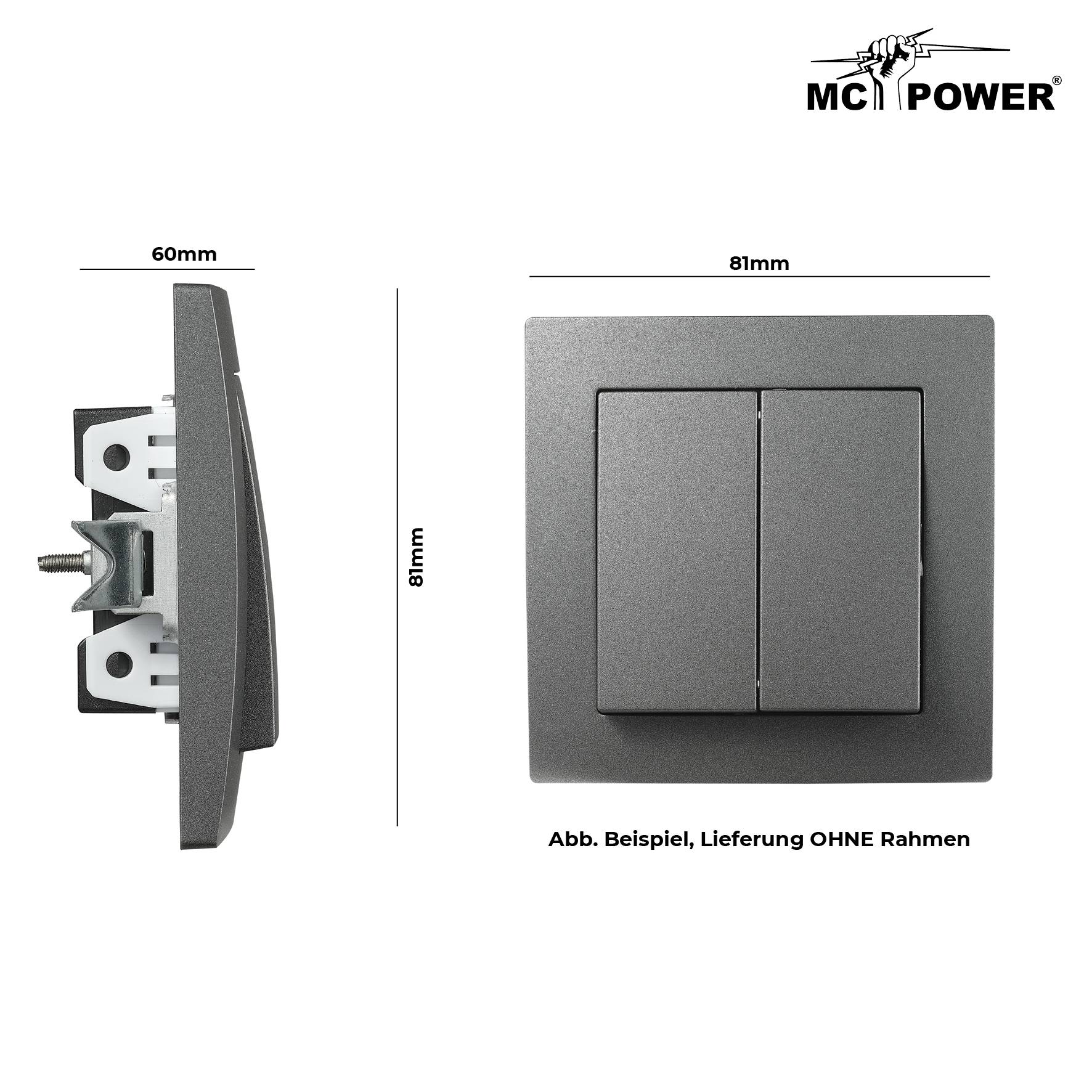 Serien-Schalter McPower "Flair", 2-fach, 250V~/10A, UP, anthrazit