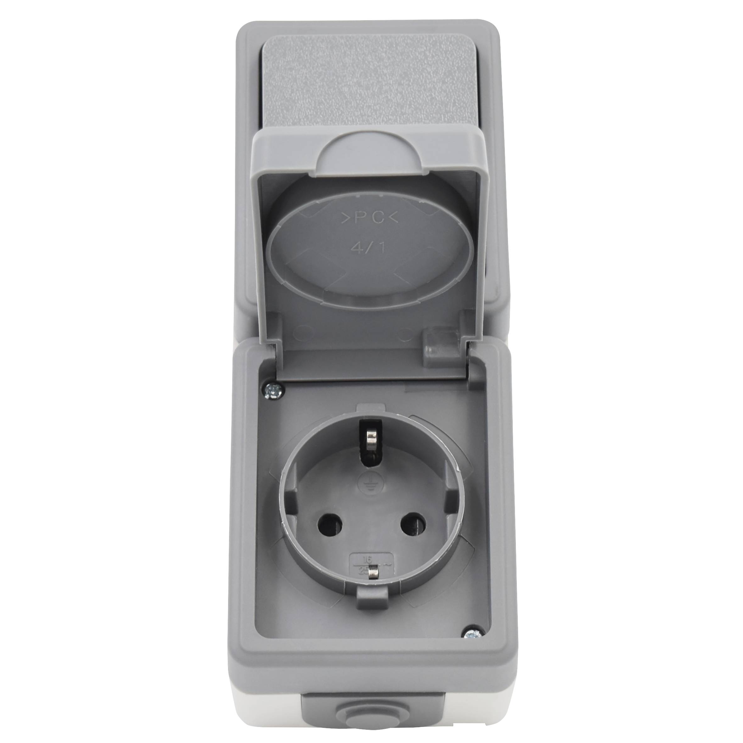 Feuchtraum Kombi-Dose McPower "Secure" 250V~, Schalter+Steckdose, IP44, AP, grau