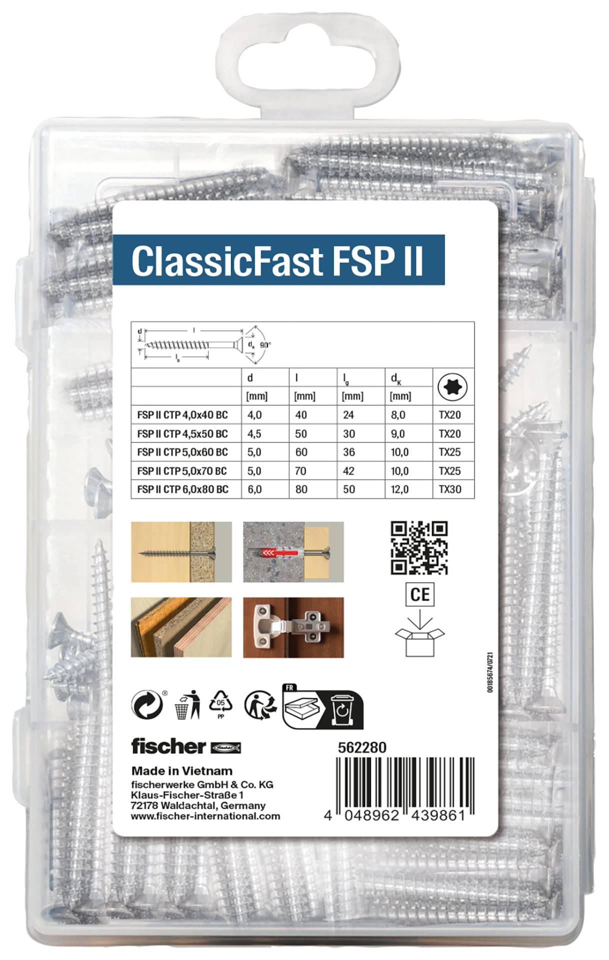 fischer Holzbauschrauben-Sortiment Profi-Box-Classic Fast SK TG TX 110-teilig