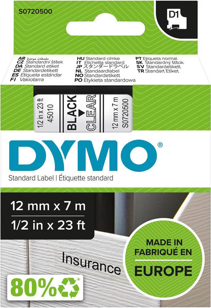 Schriftband D1 45018 schwarz/gelb 12mmx7m DYMO