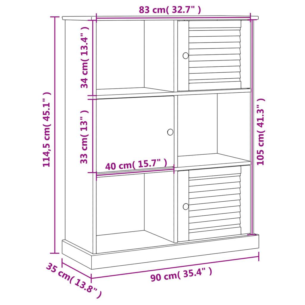 vidaXL Bücherregal VIGO Weiß 90x35x114,5 cm Massivholz Kiefer