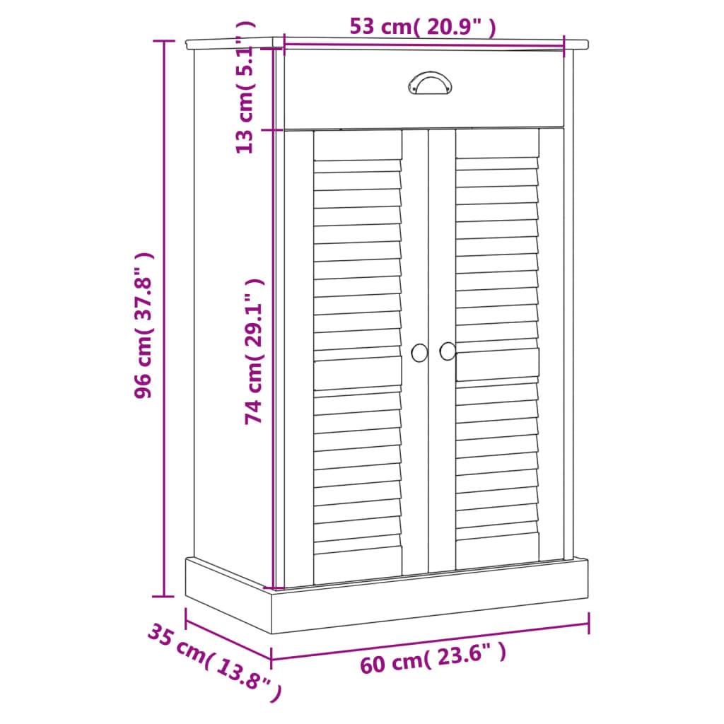 vidaXL Schuhschrank VIGO Weiß 60x35x96 cm Massivholz Kiefer