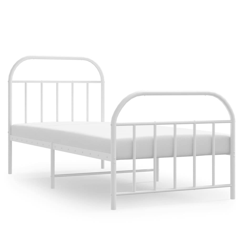vidaXL Bettgestell mit Kopf- und Fußteil Metall Weiß 90x190 cm