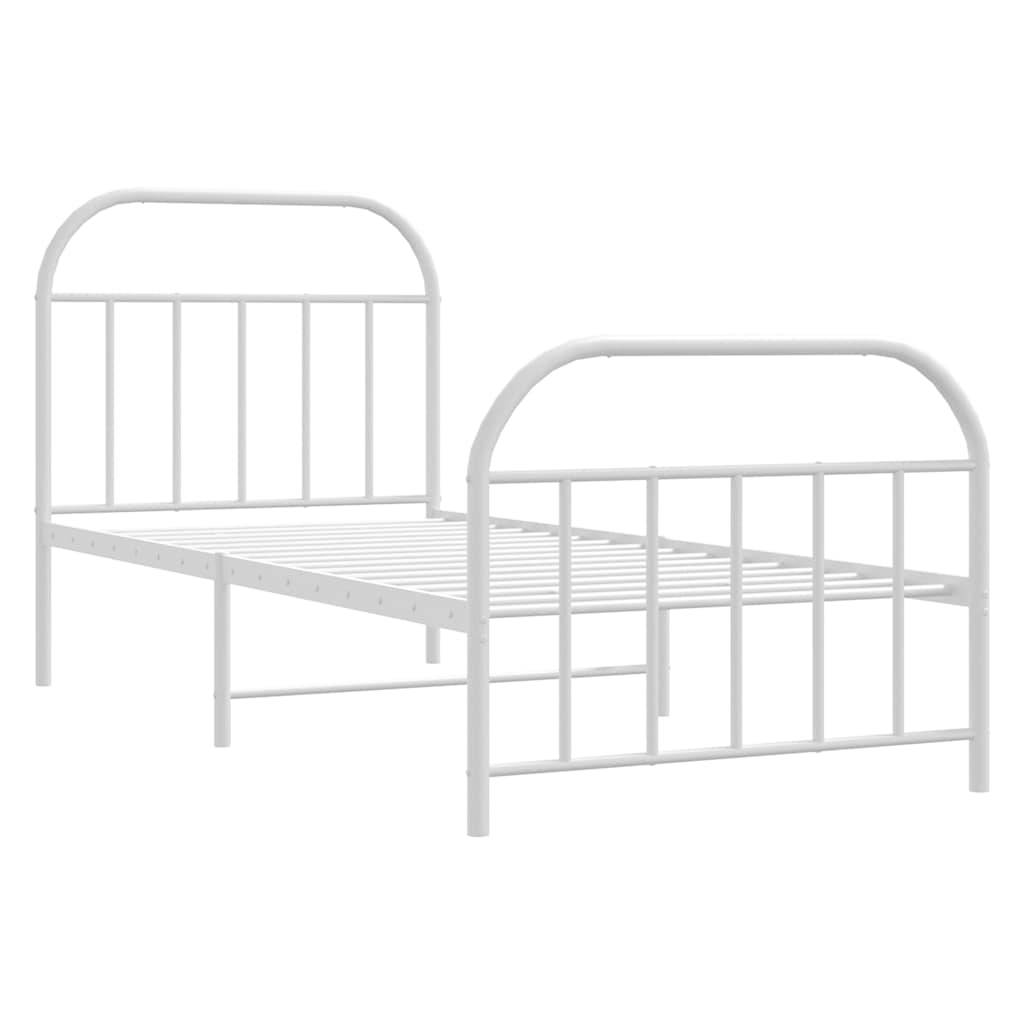 vidaXL Bettgestell mit Kopf- und Fußteil Metall Weiß 90x190 cm