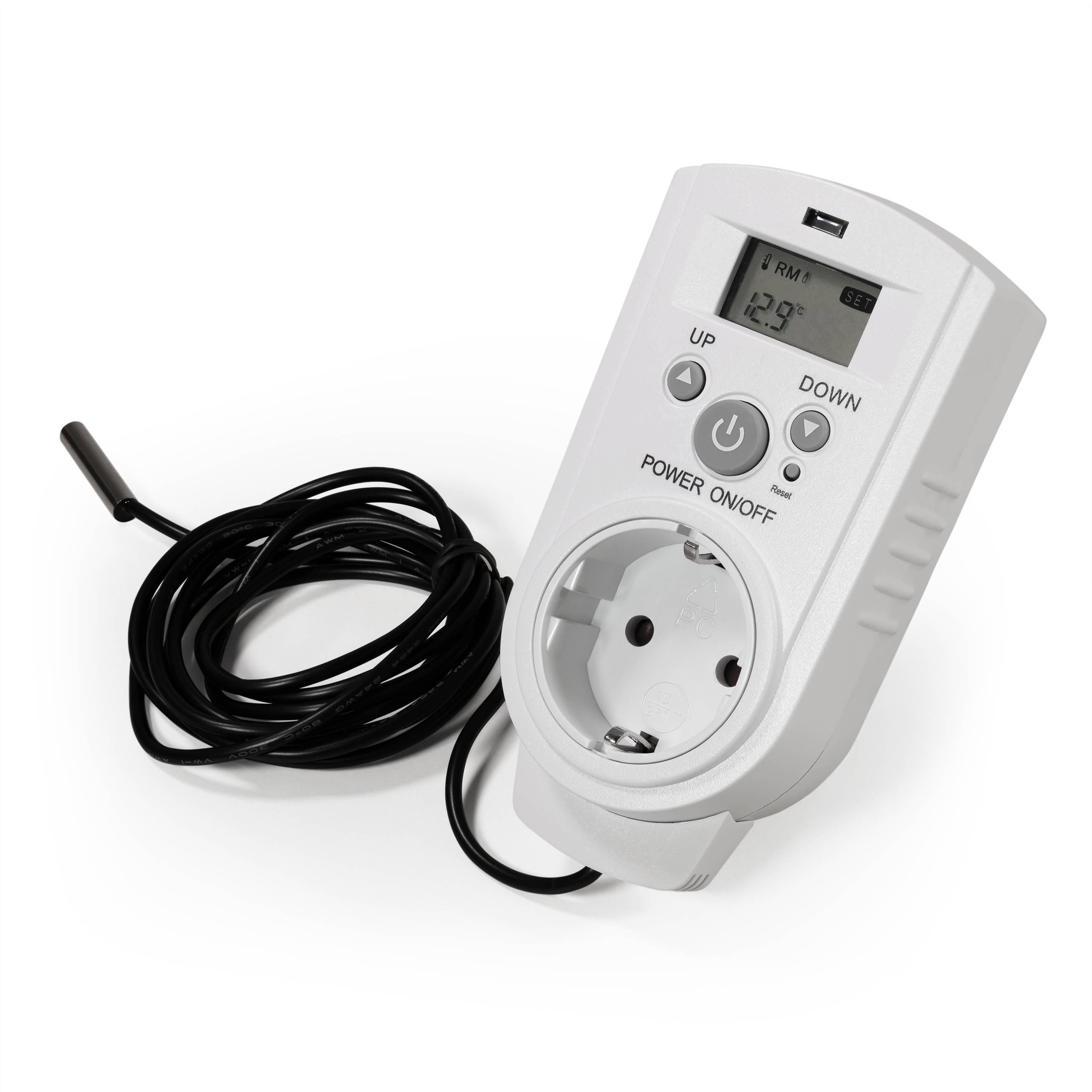 Steckdosen-Thermostat McPower "TCU-540" 5-30°C, Display, Kabel + Außenfühler