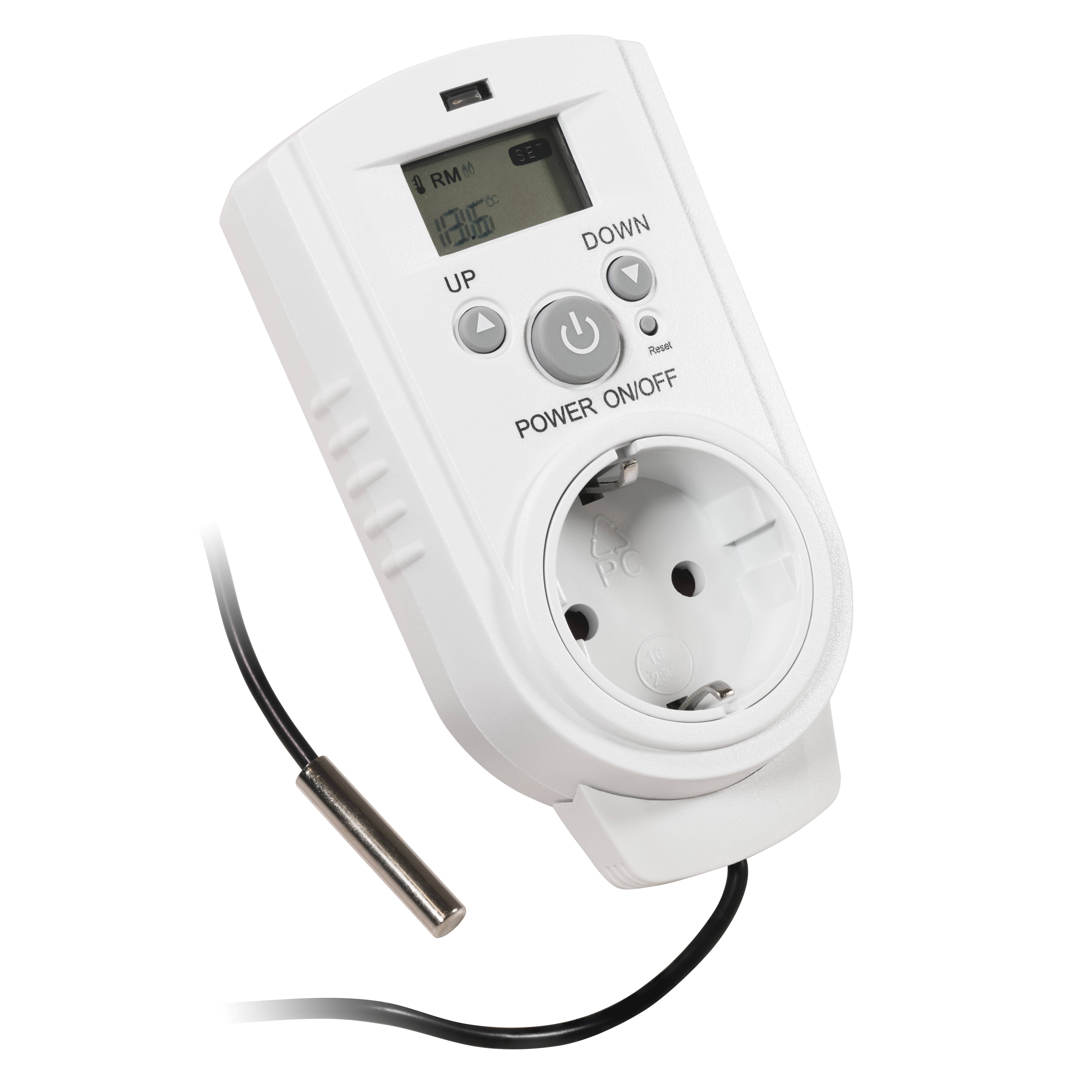 Steckdosen-Thermostat McPower "TCU-540" 5-30°C, Display, Kabel + Außenfühler