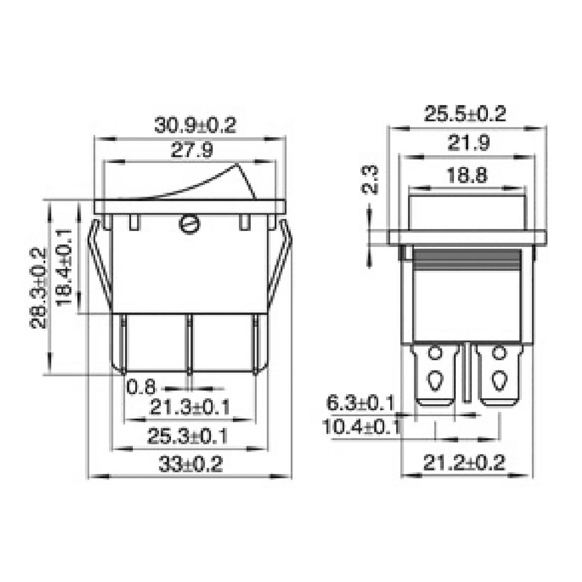 Wippenschalter McPower, 6-polig, rote Wippe, AC 250V/10A
