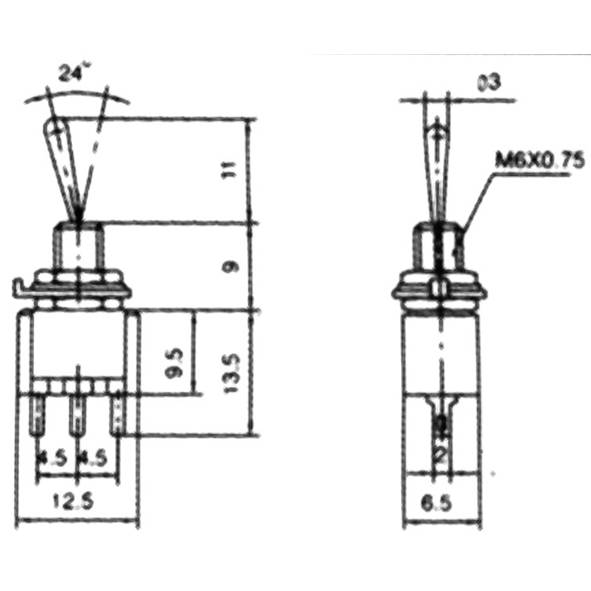 Miniatur-Kippschalter McPower, 250V/3A, 3-polig, 2 Stellungen: EIN / EIN