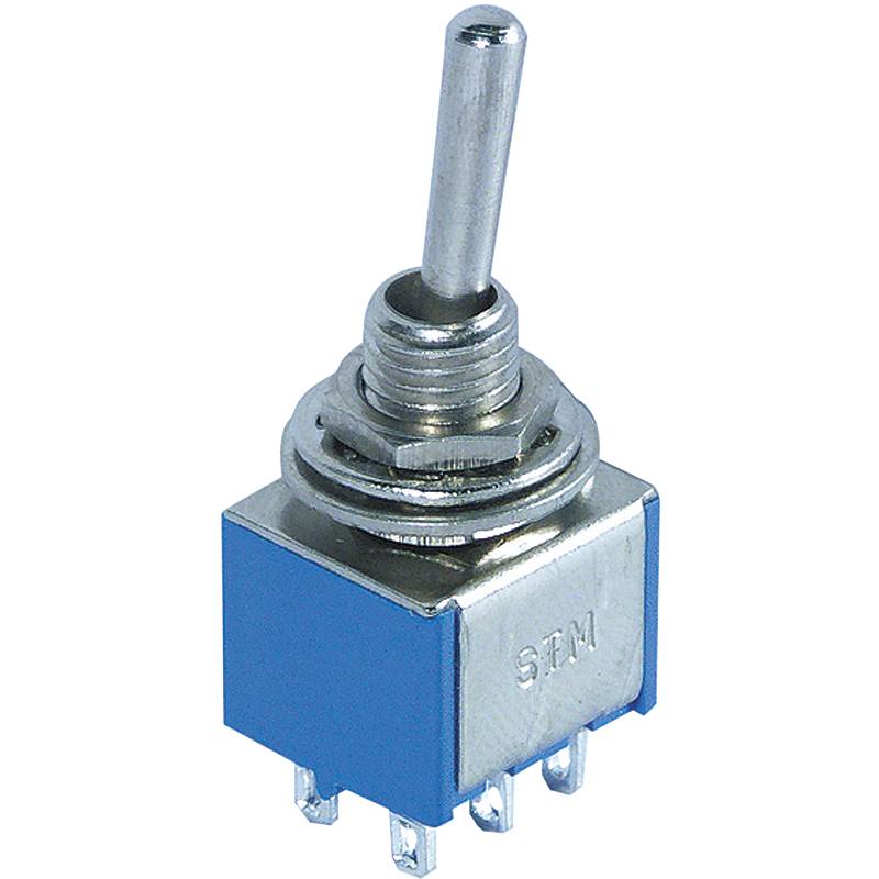 Miniatur-Kippschalter McPower, 250V/3A, 6-polig, 3 Stellungen: EIN / AUS / EIN