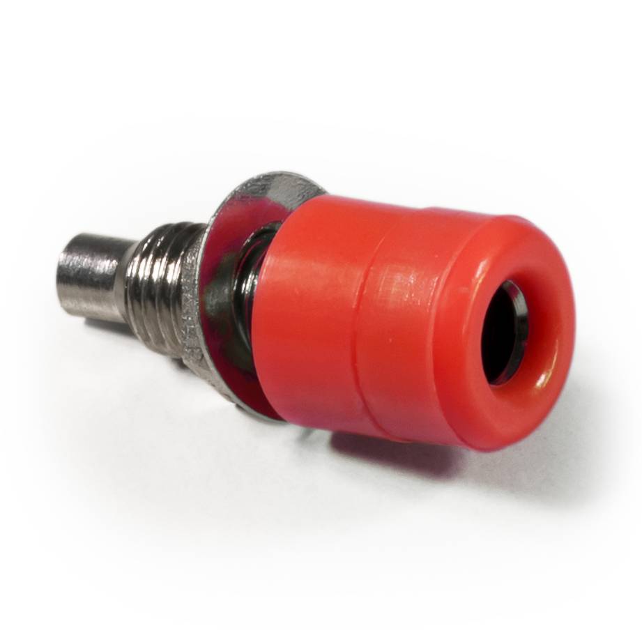 Bananen-Buchse, 4mm, Bef.-Mutter mit Ring, rot