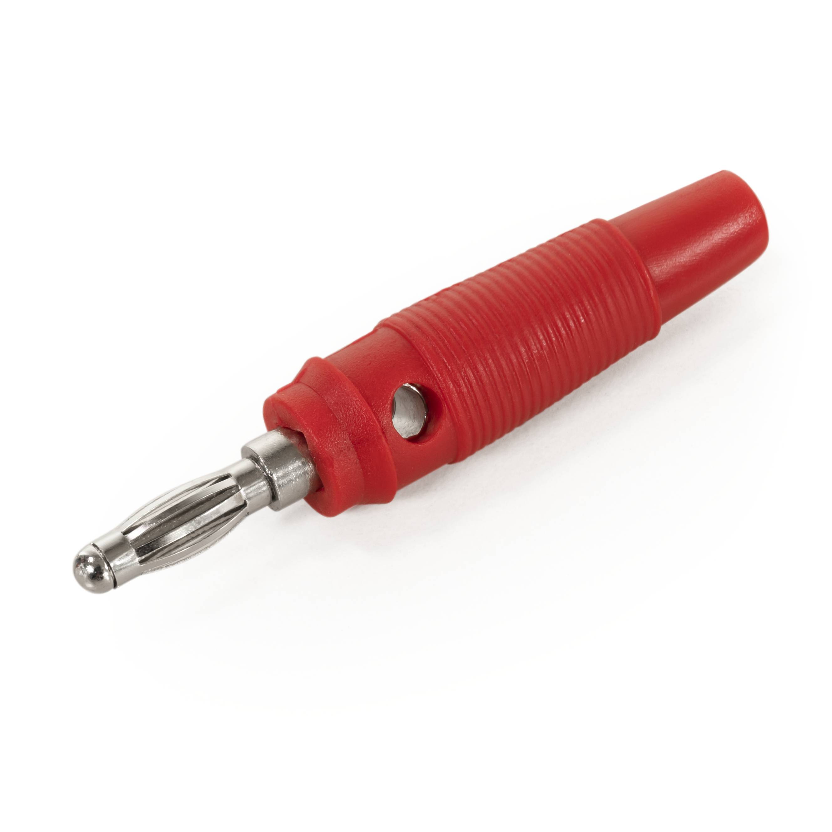 Bananen-Stecker McPower, 4 mm, Querloch, Druckfeder, rot