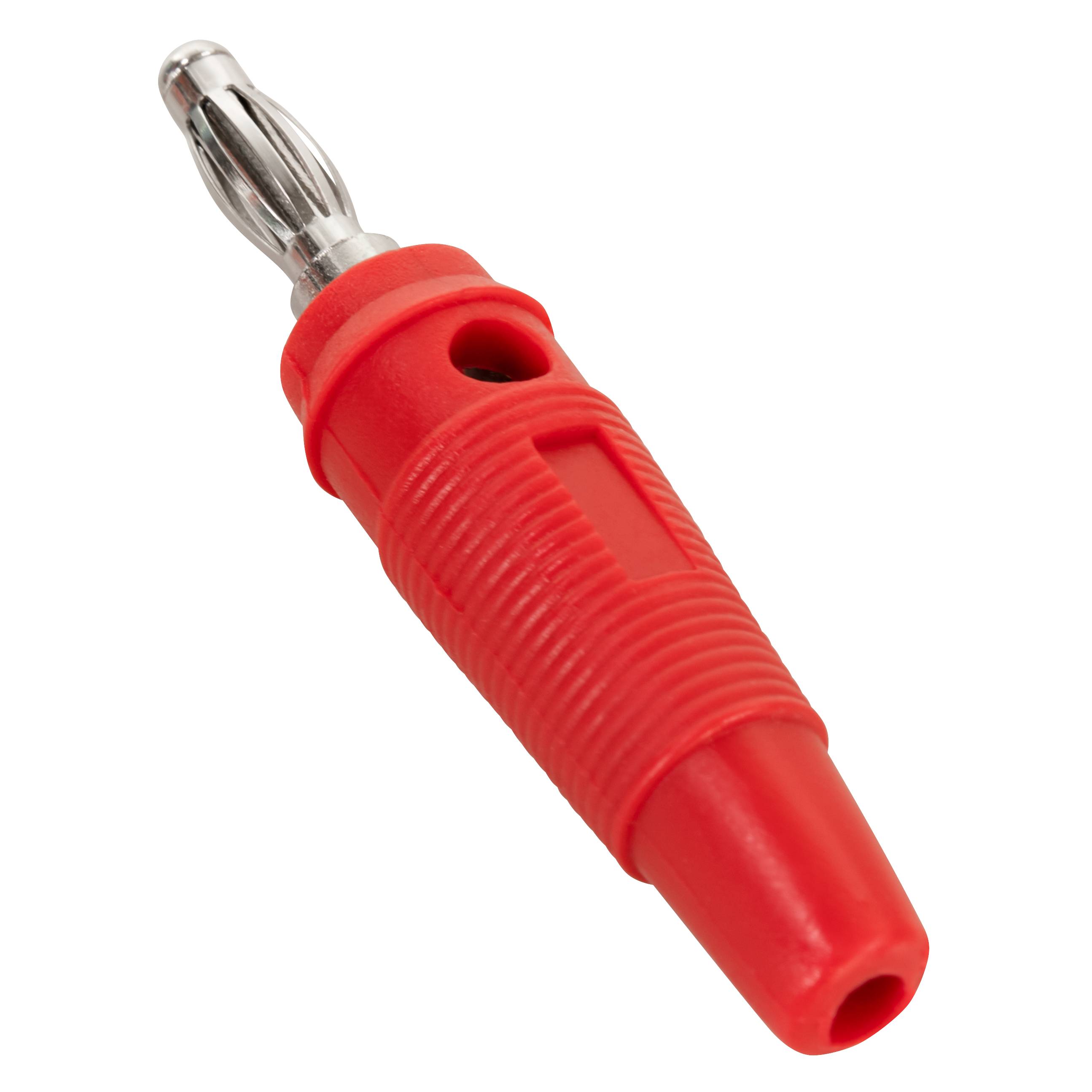 Bananen-Stecker McPower, 4 mm, Querloch, Druckfeder, rot