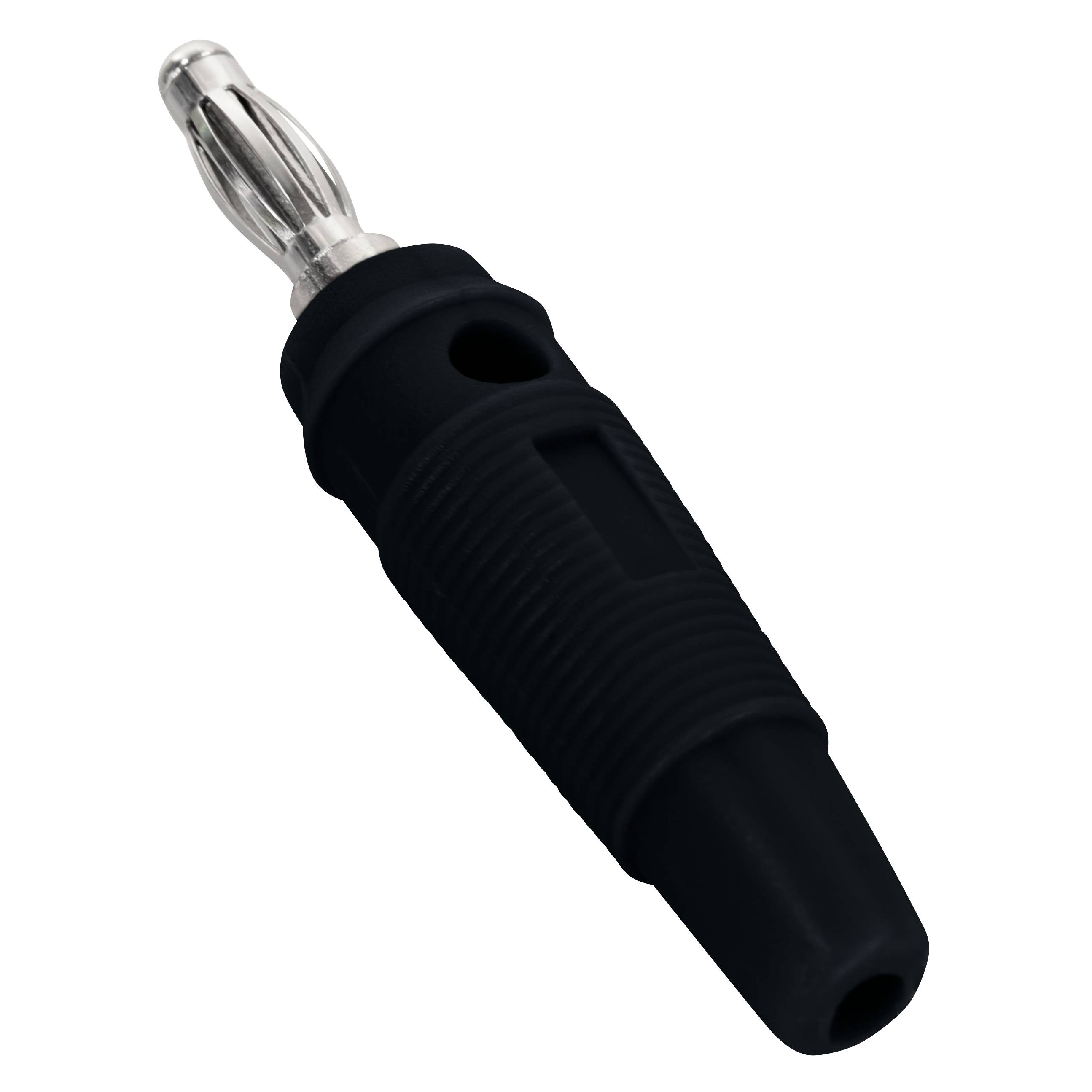 Bananen-Stecker McPower, 4 mm, Querloch, Druckfeder, schwarz