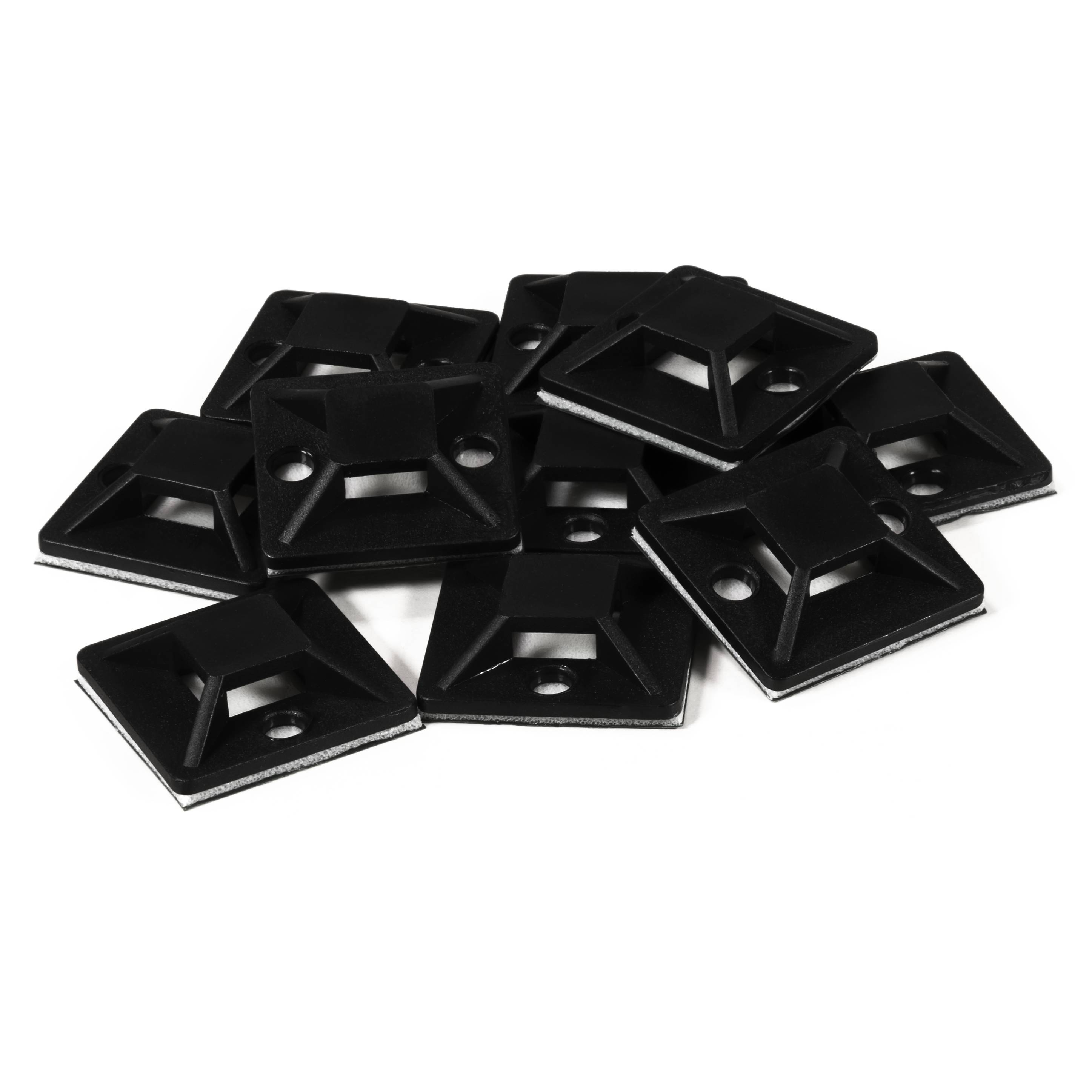 Kabelsockel McPower für Kabelbinder 25x25mm, schwarz, selbstklebend, 10er-Pack