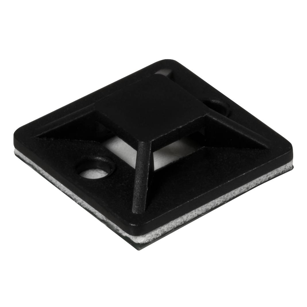 Kabelsockel McPower für Kabelbinder 25x25mm, schwarz, selbstklebend, 10er-Pack