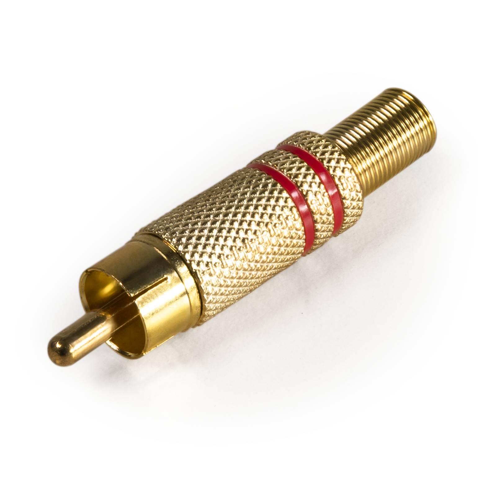 Cinch-Stecker HOLLYWOOD vergoldet mit Knickschutz, rot