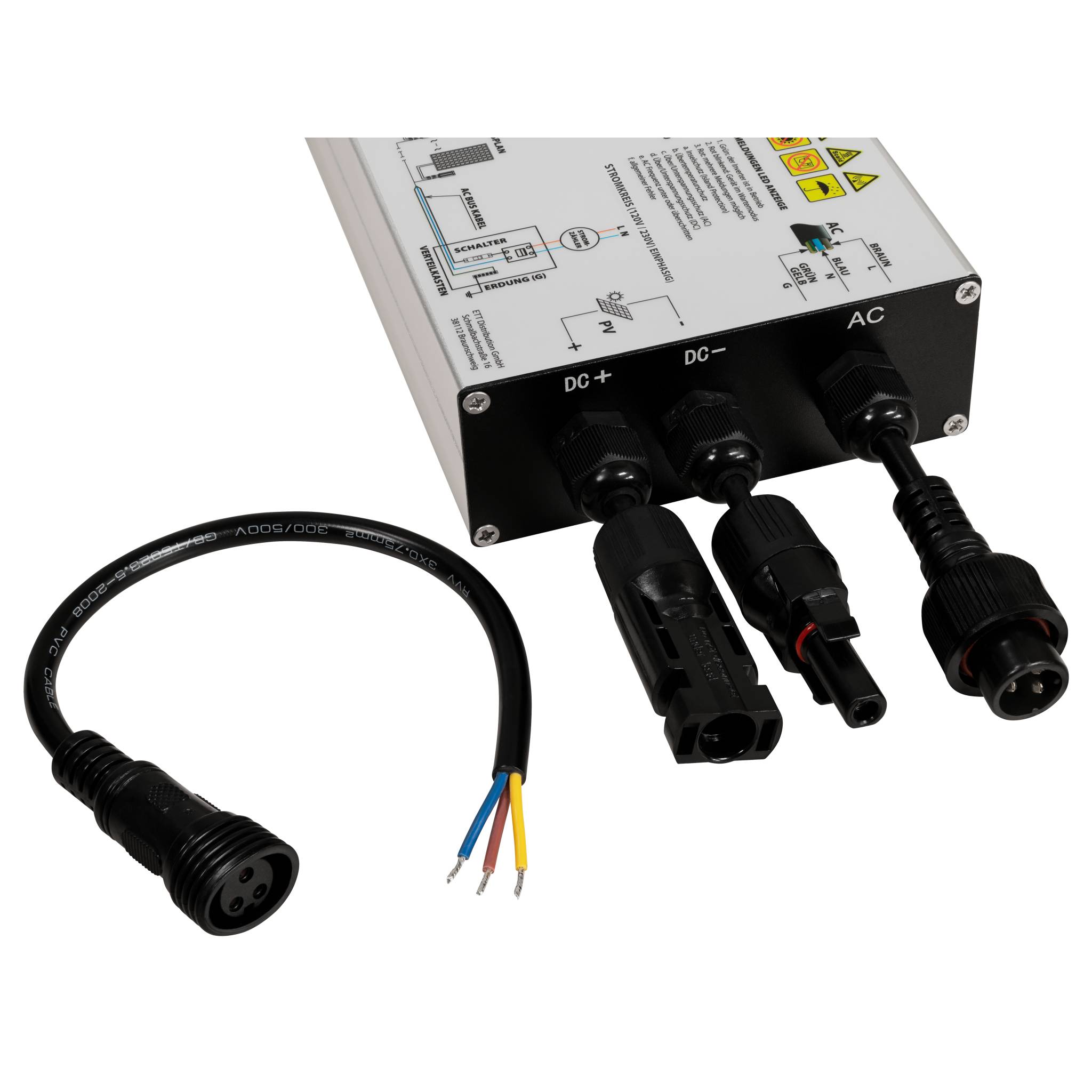 Wechselrichter für Solarmodule McShine, 600W, 5m Kabel