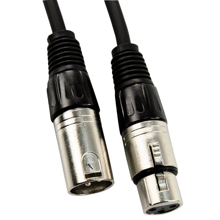 XLR-Verbindungskabel, 3-Pin Stecker - 3-Pin Kupplung, schwarz, 10m