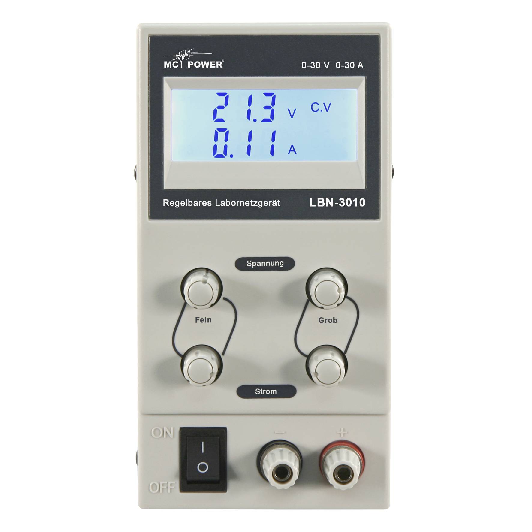 Labornetzgerät McPower "LBN-3010", 0-30V, 0-10A regelbar, LC-Anzeige