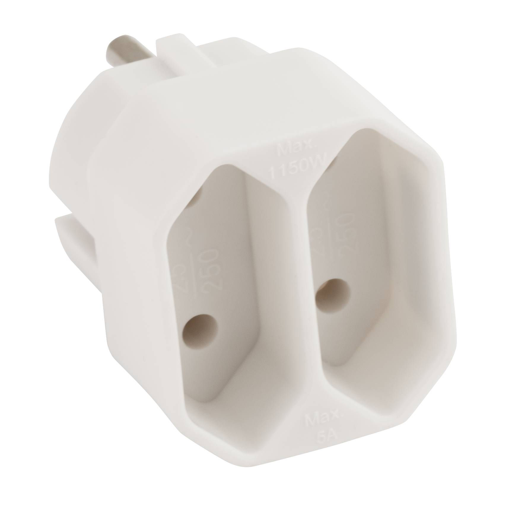 Steckdosenadapter McPower, 2x Euro, weiß