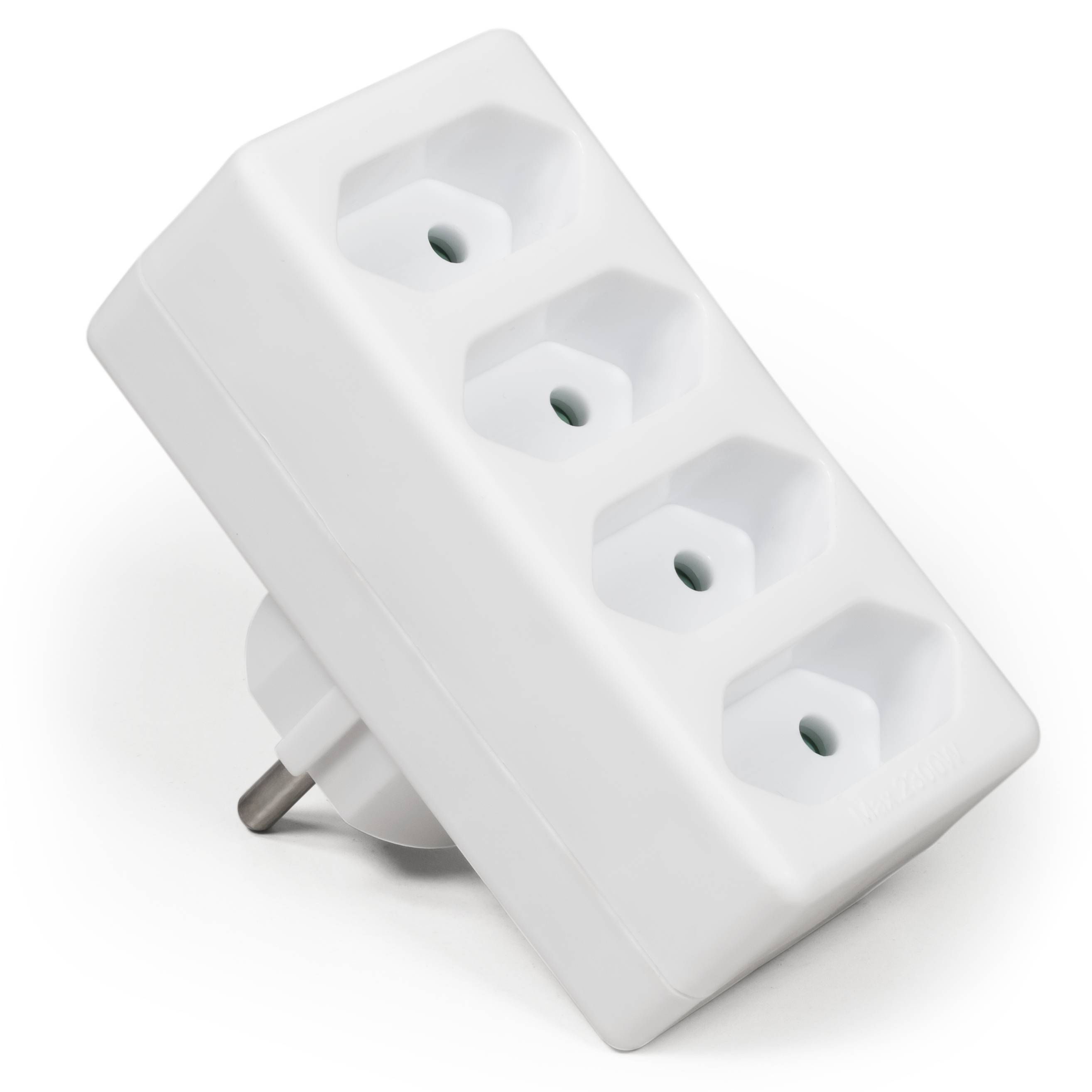 Steckdosenadapter McPower, 4x Euro, weiß