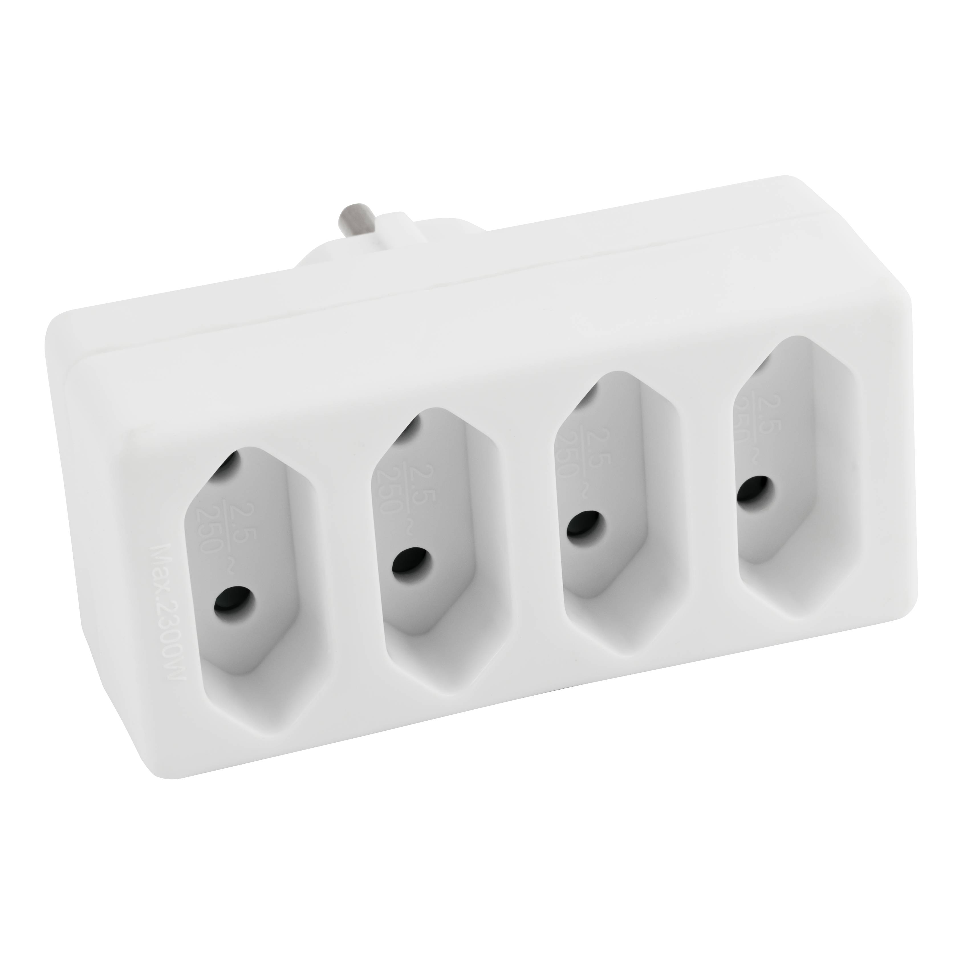 Steckdosenadapter McPower, 4x Euro, weiß