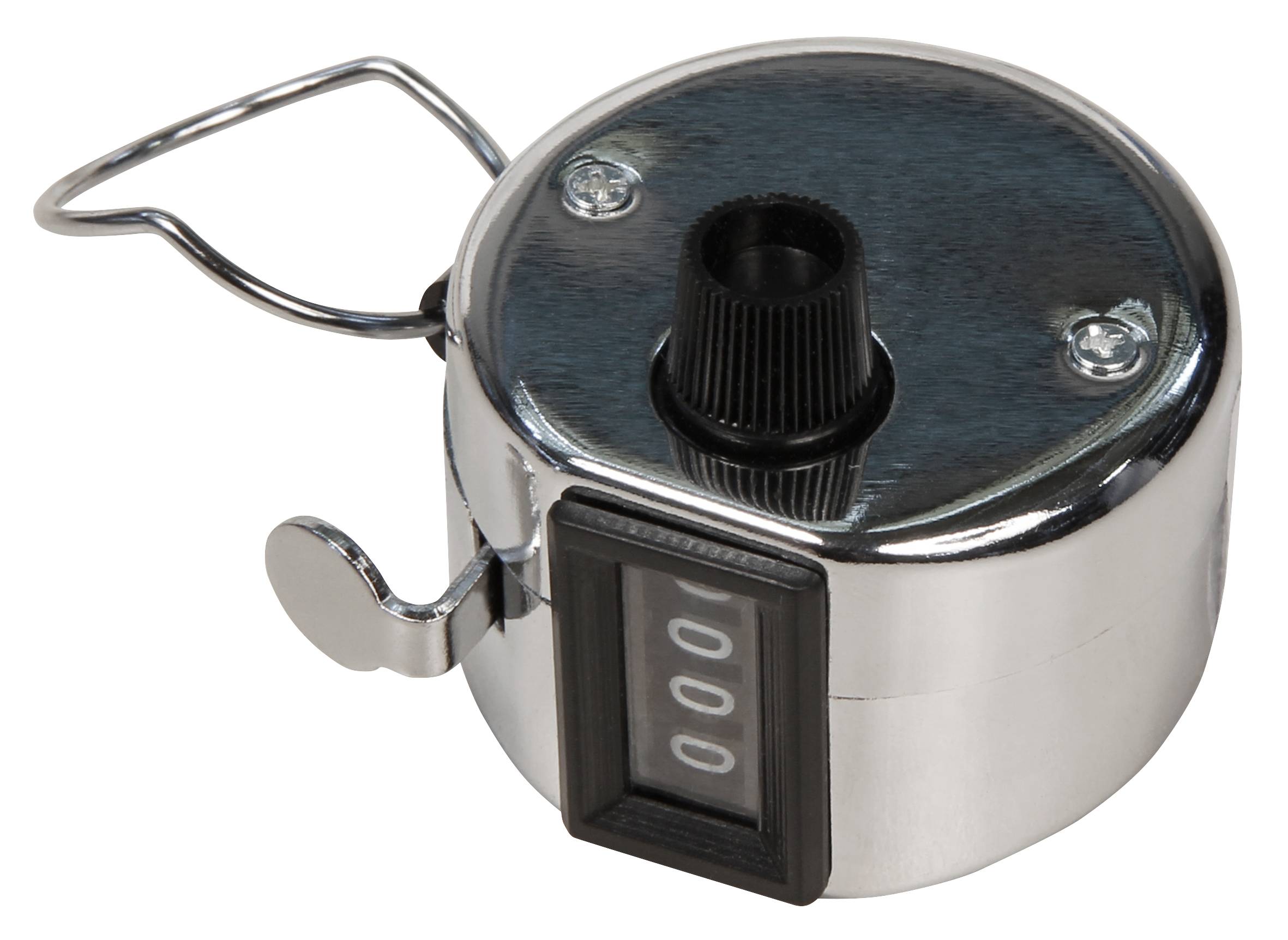 Mechanischer Handzähler McPower, Metallgehäuse mit Ring für Fingerhalt, 0-9999