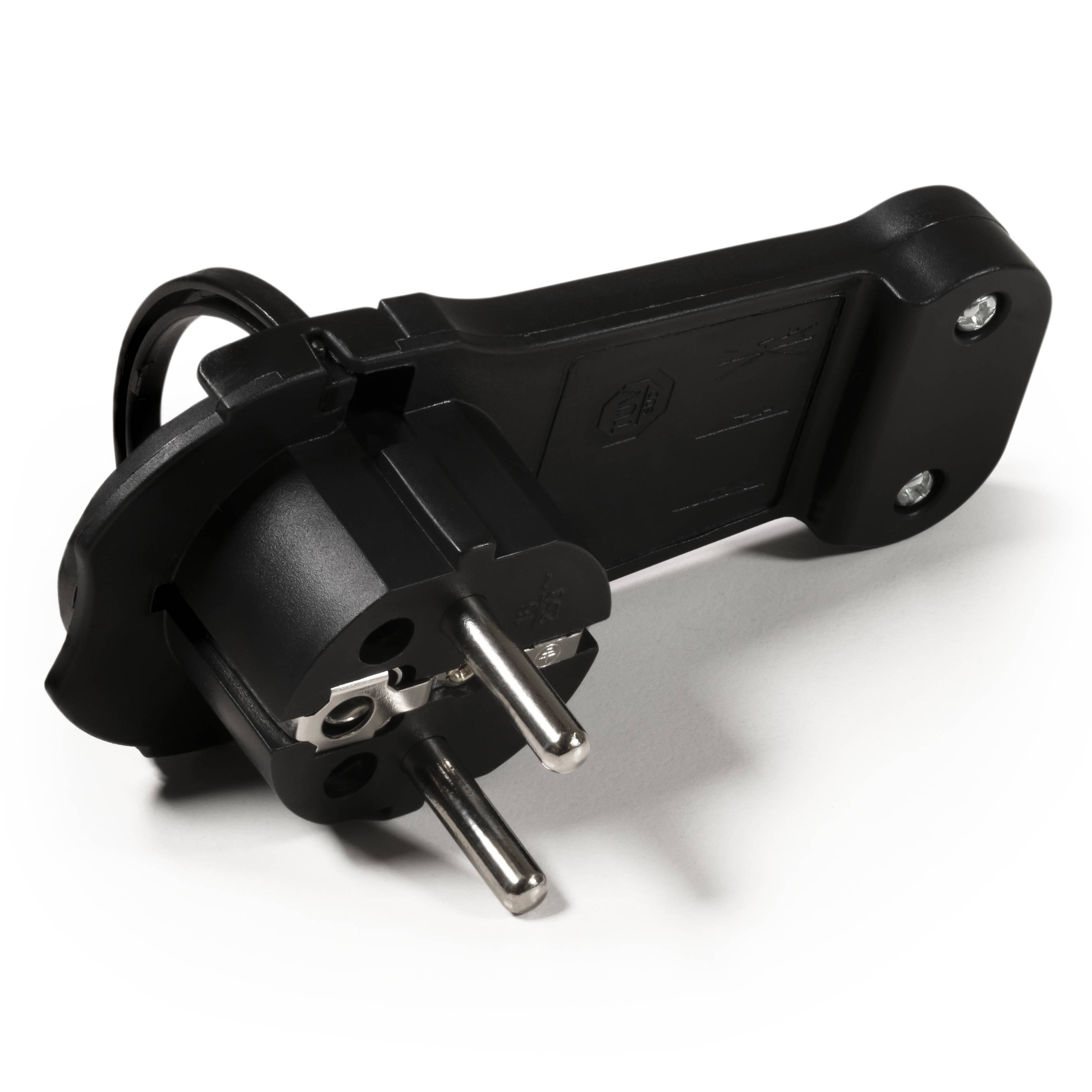 Schutzkontakt-Winkelstecker McPower extra flach, Handgriff, Zugentlastung