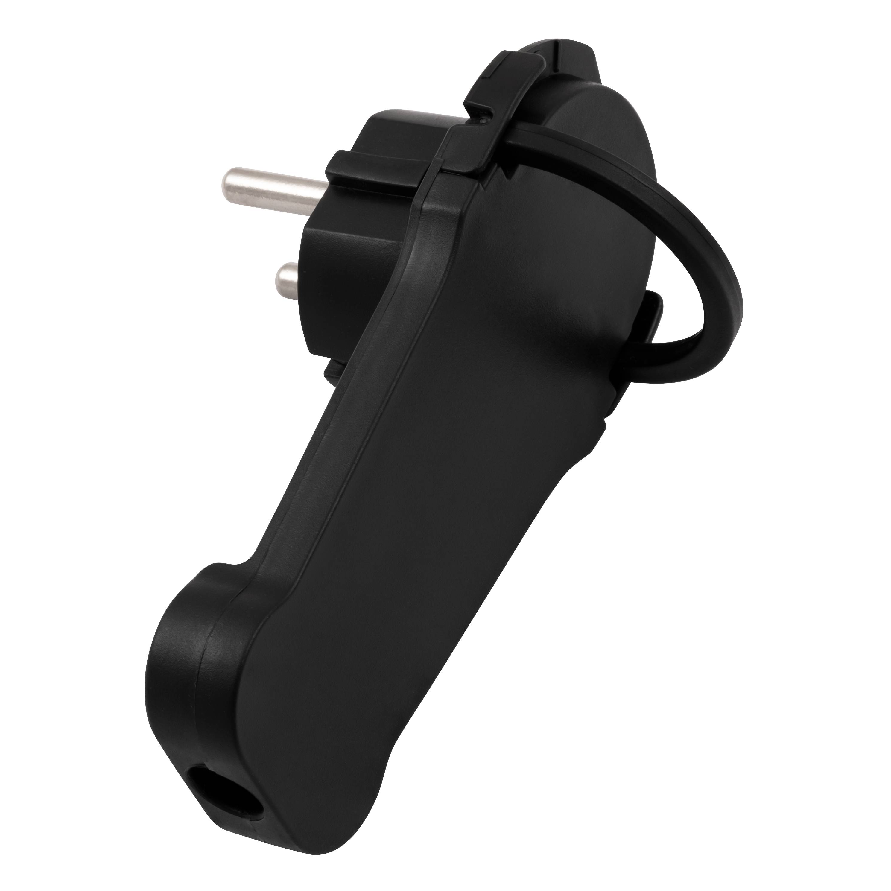 Schutzkontakt-Winkelstecker McPower extra flach, Handgriff, Zugentlastung