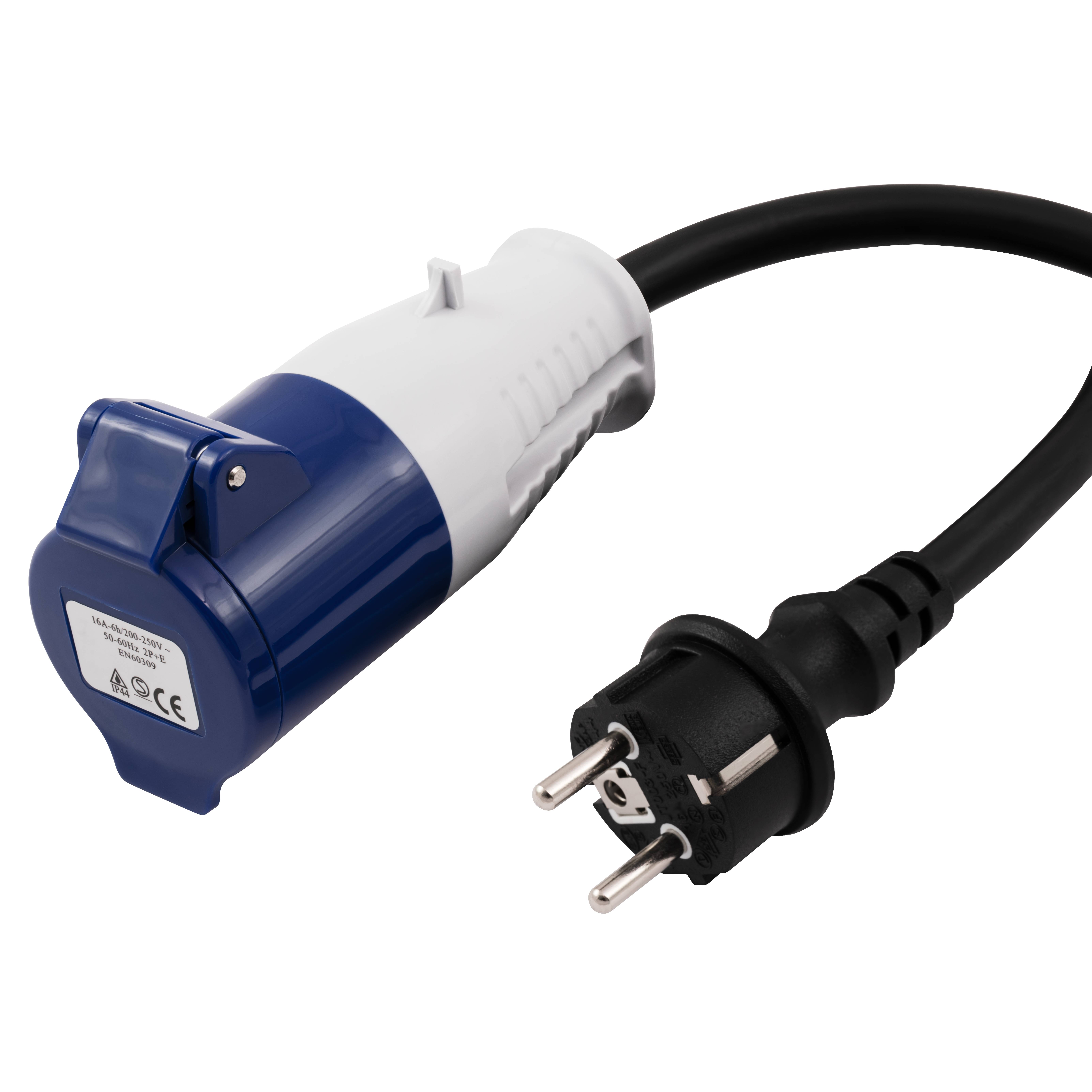 CEE-Kupplung auf Schutzkontakt-Stecker McPower, 1,5m H07RNG 3G2,5, 230V, IP44