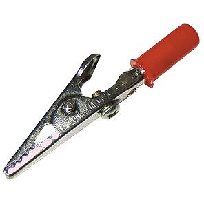 Krokodilklemme McPower, 55mm, rot, 1 Griff isoliert