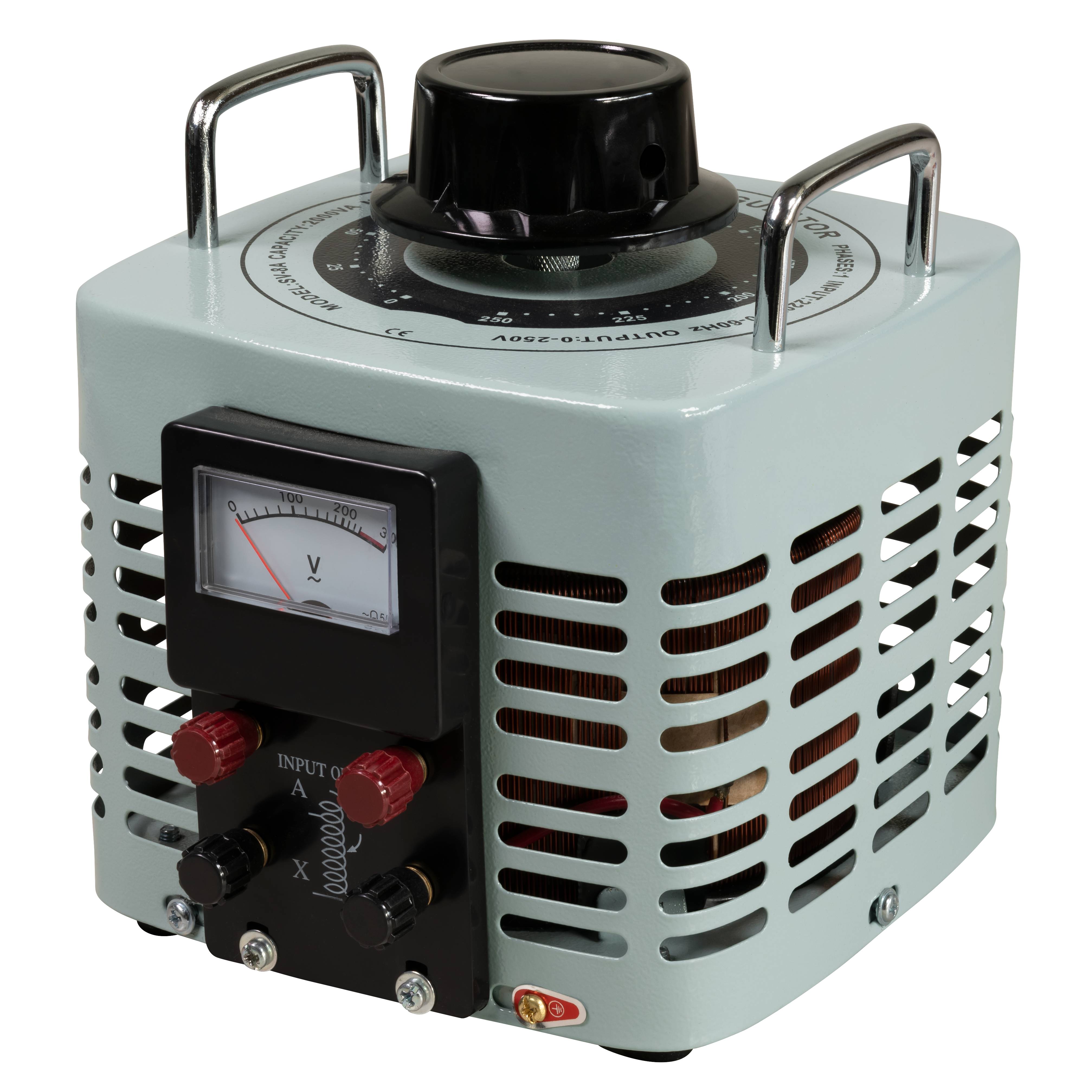 Ringkern-Stelltrafo McPower "V-8000", 0-250 V, 8 A, 2.000 W, NICHT galvanisch getrennt