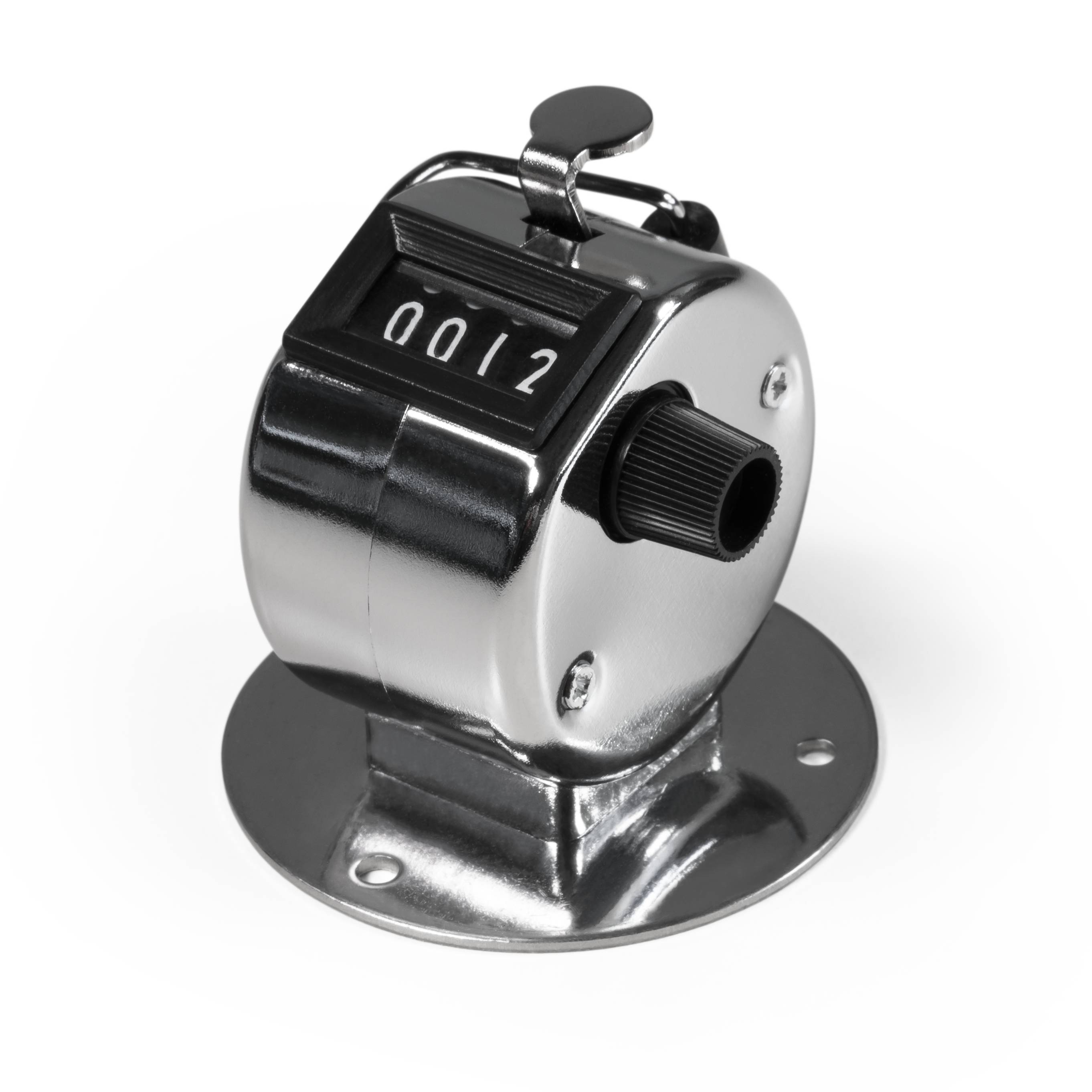 Mechanischer Handzähler McPower, mit Montagefuß, Metallgehäuse, 0-9999