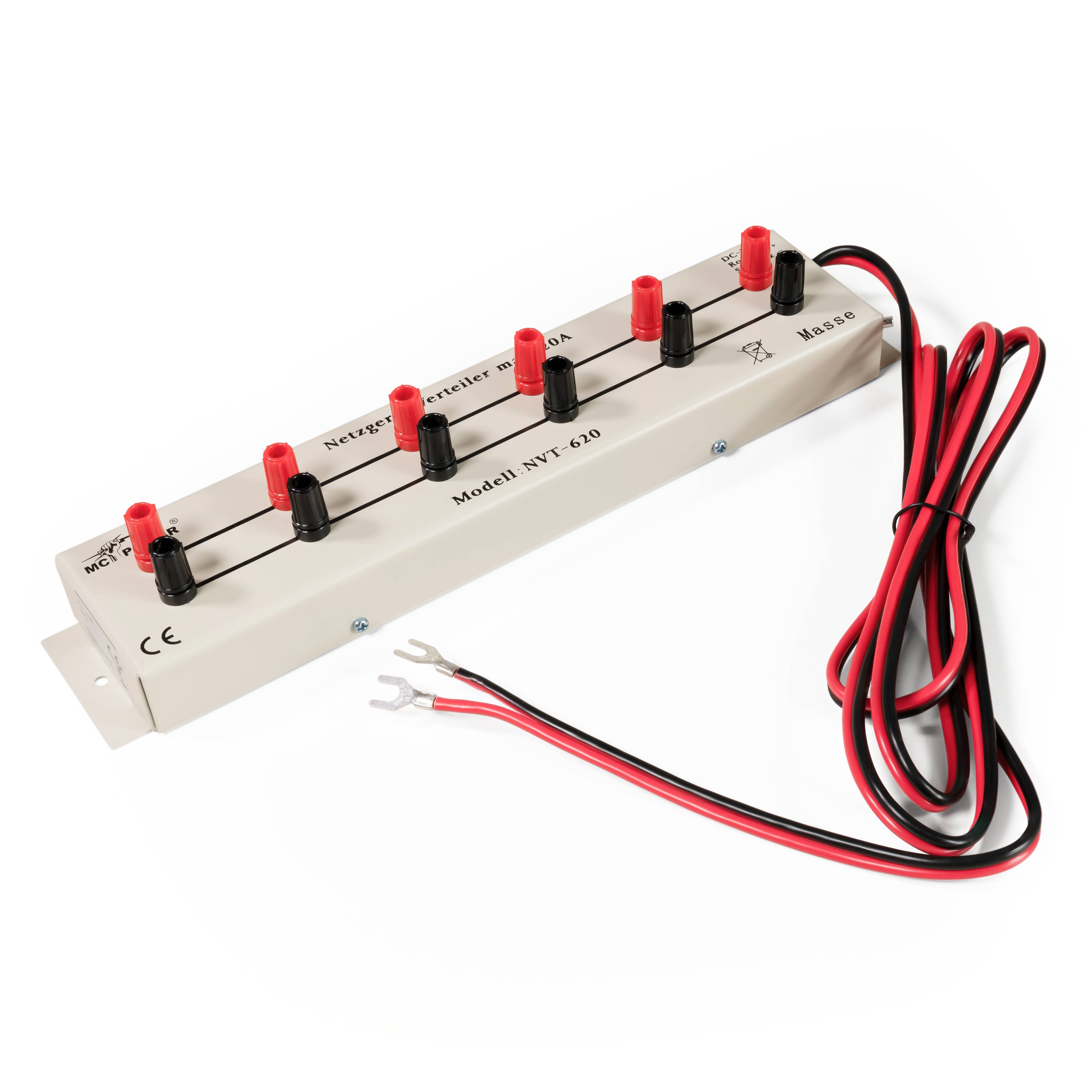 Netzgerät-Verteilerleiste McPower "NVT-620", 1x ein, 6 Ausgänge, 20 A max., DC