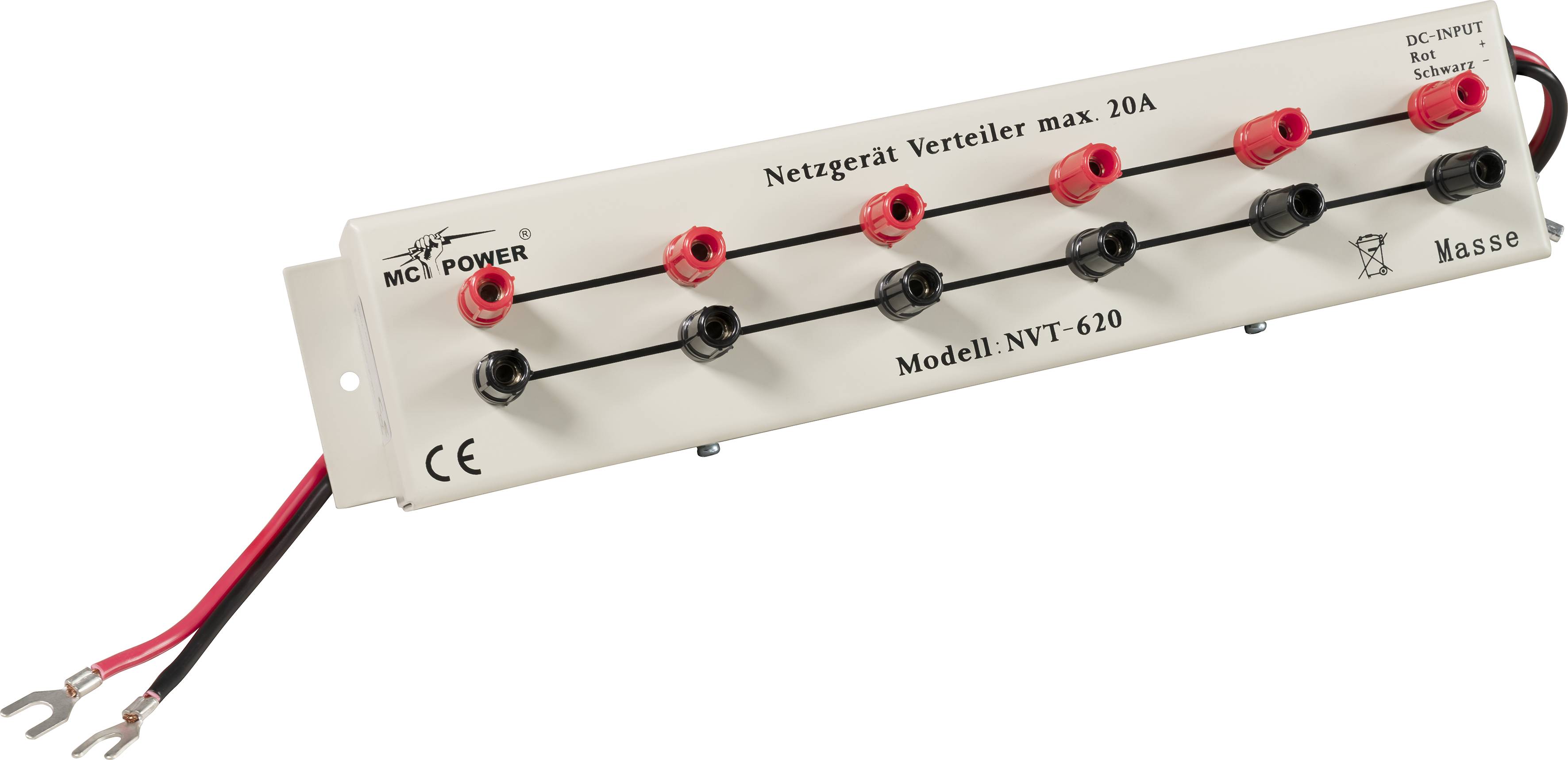 Netzgerät-Verteilerleiste McPower "NVT-620", 1x ein, 6 Ausgänge, 20 A max., DC